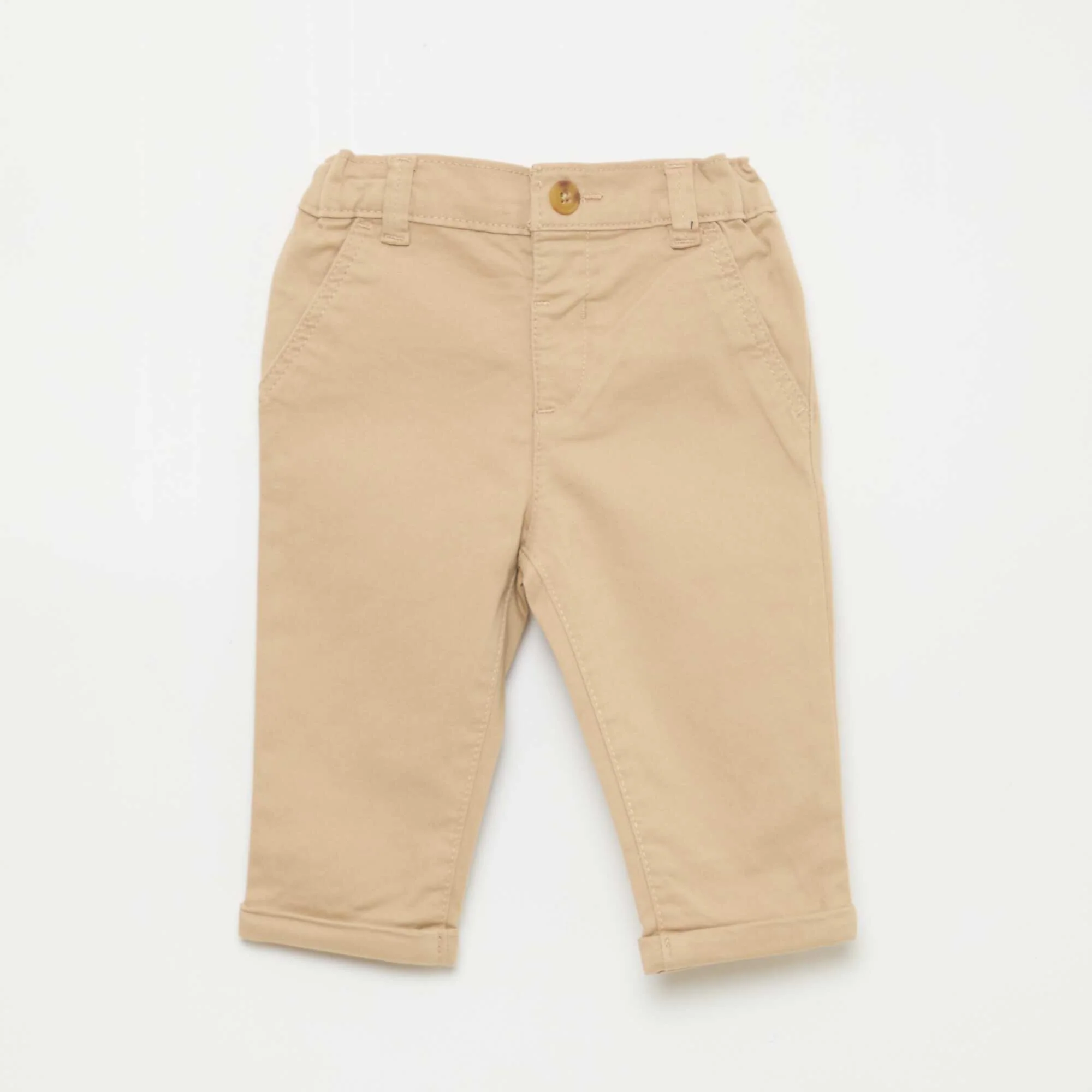 Stretch Cotton Straight Leg Chinos BEIGE