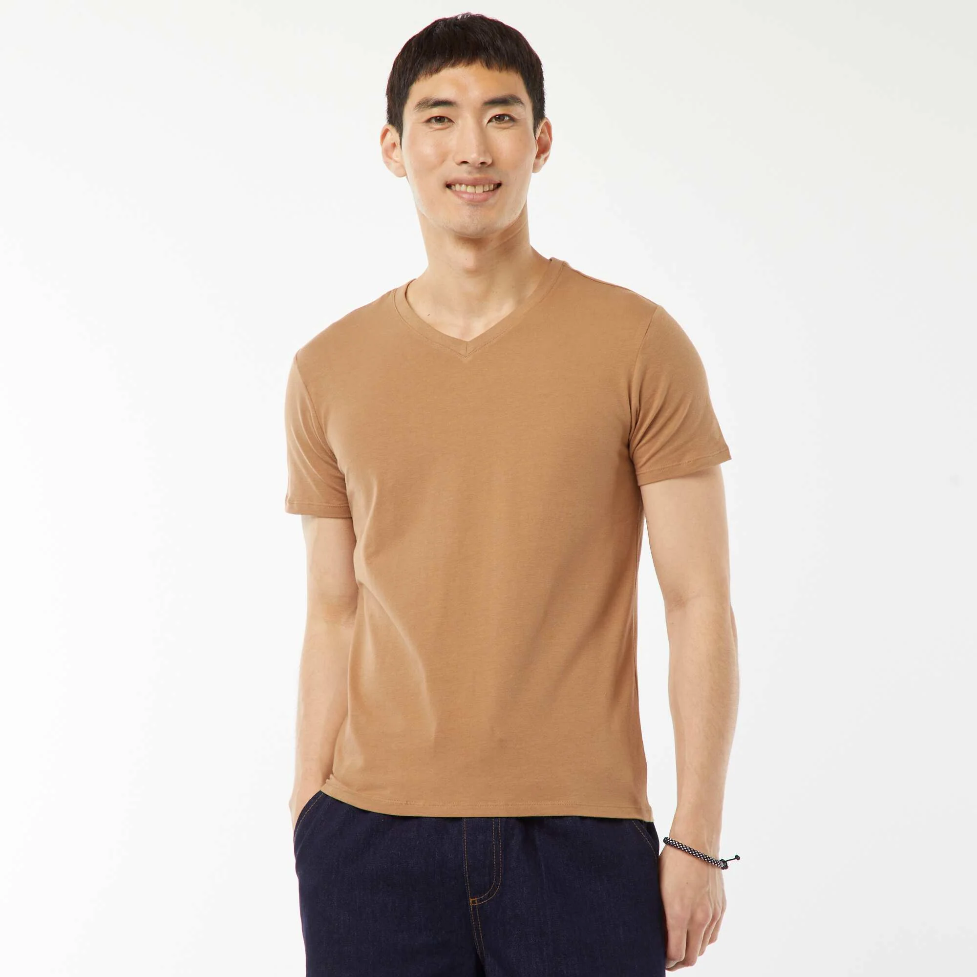 Stretch regular T-shirt BEIGE