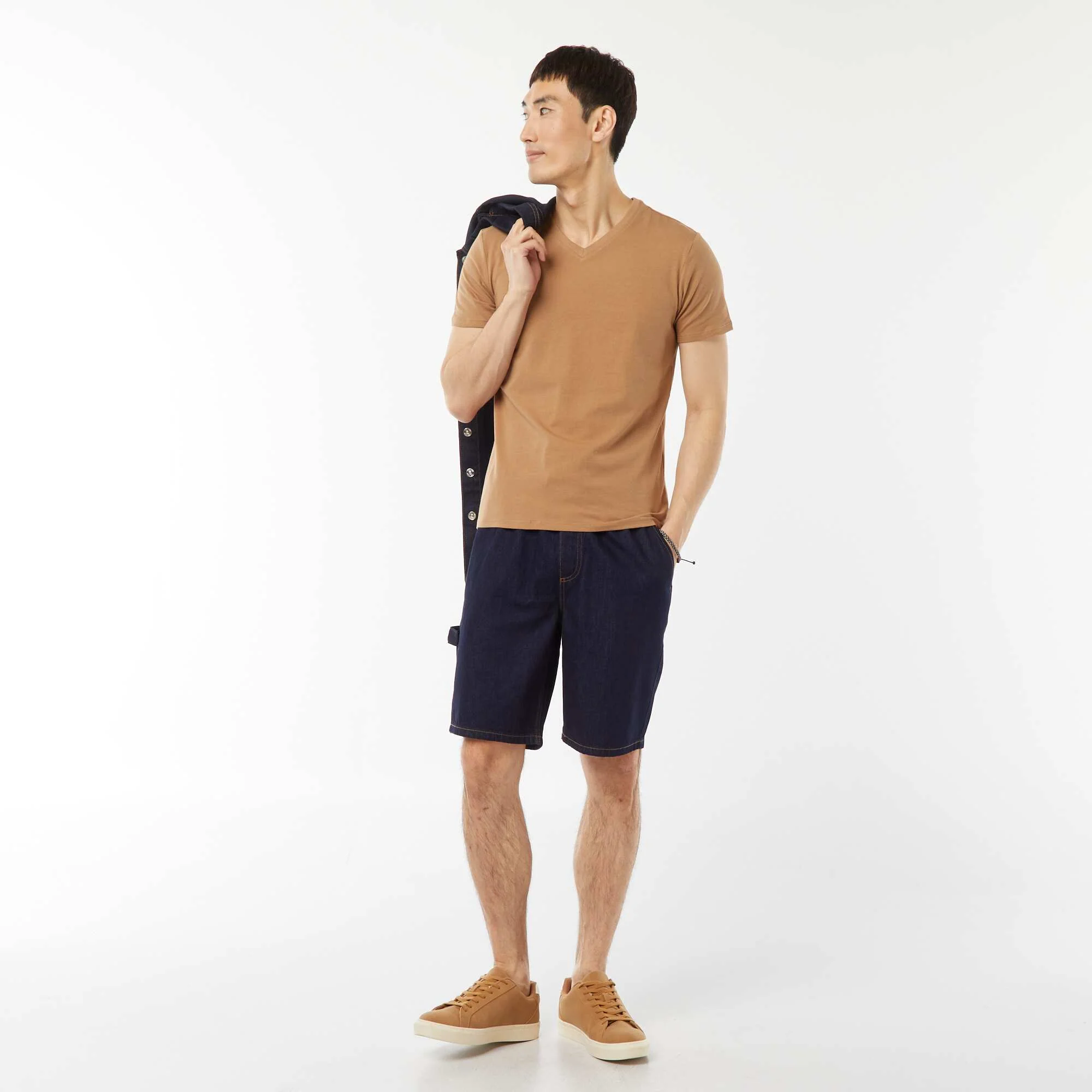 Stretch regular T-shirt BEIGE - Image 2