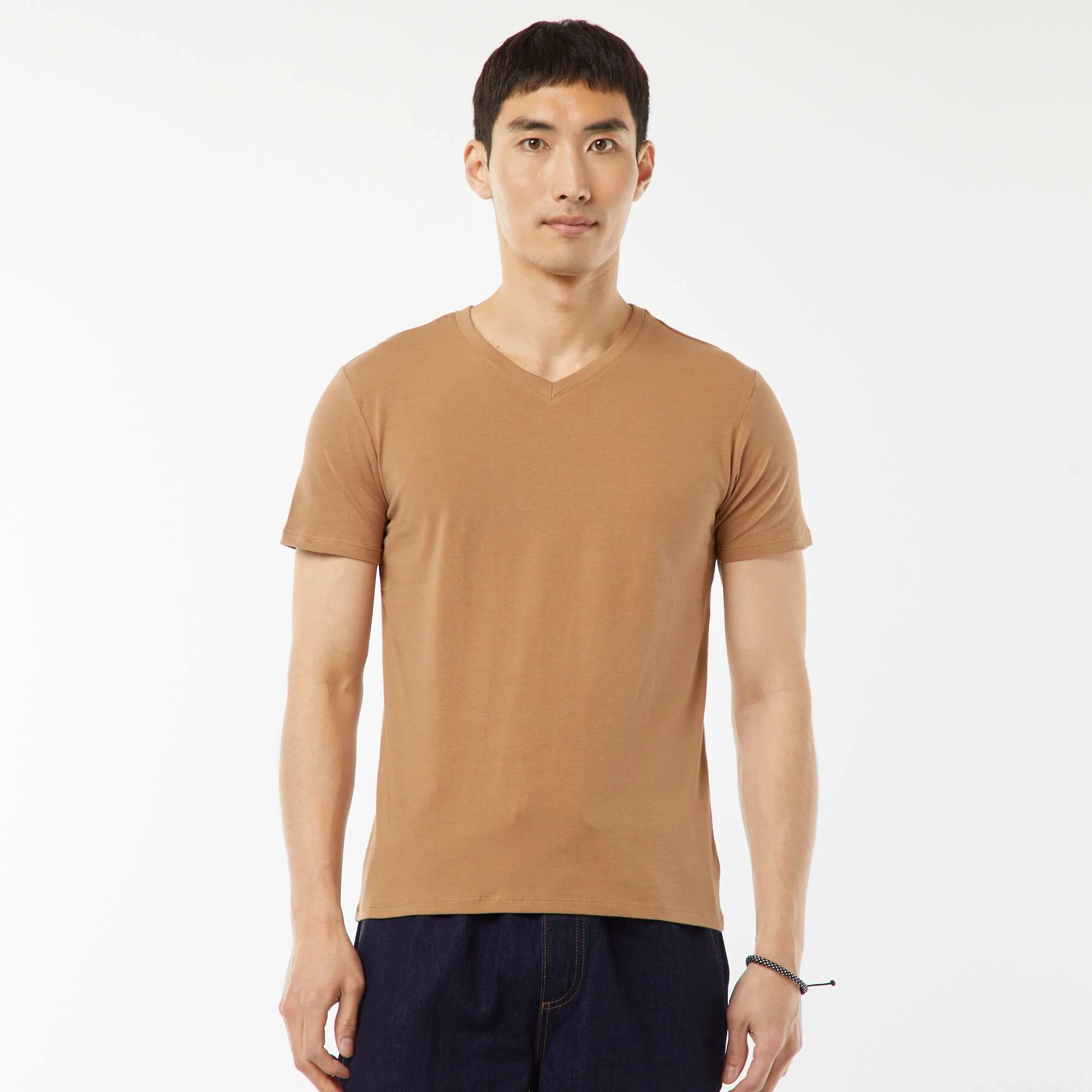Stretch regular T-shirt BEIGE - Image 4