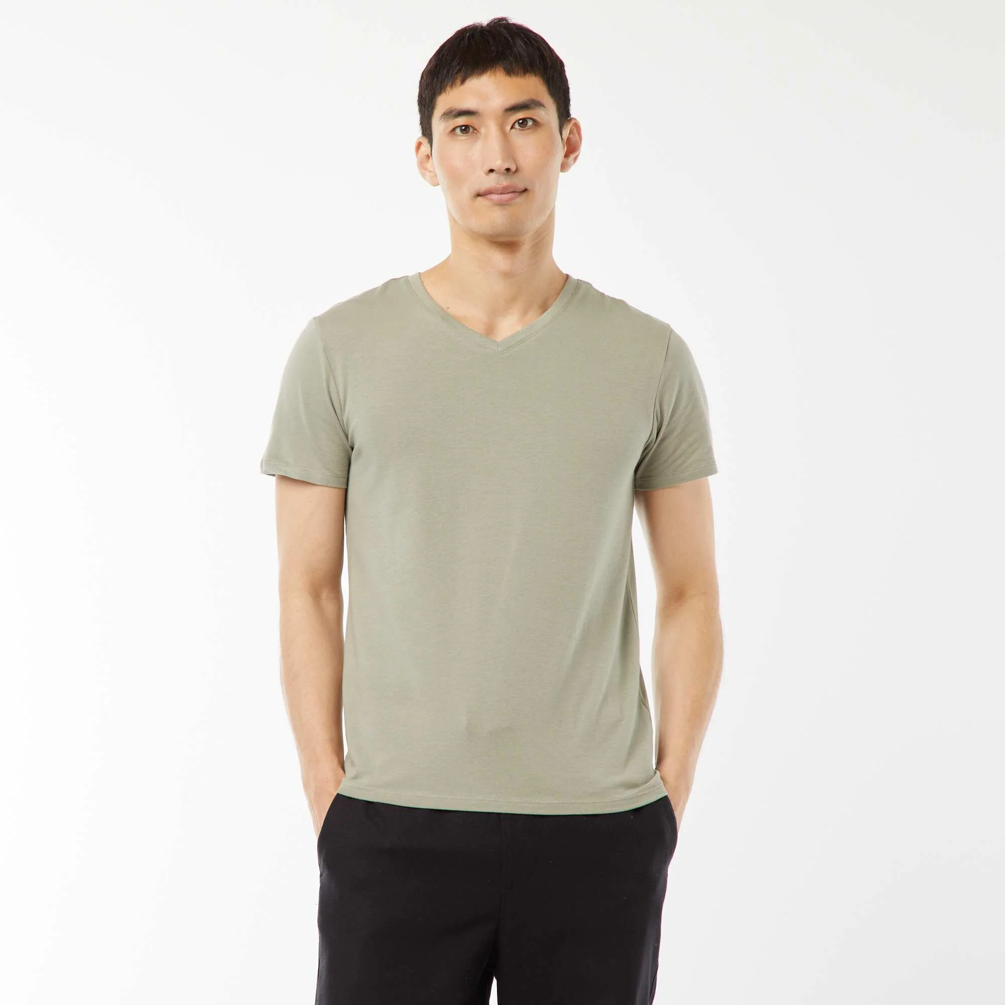 Stretch regular T-shirt GREEN - Image 3