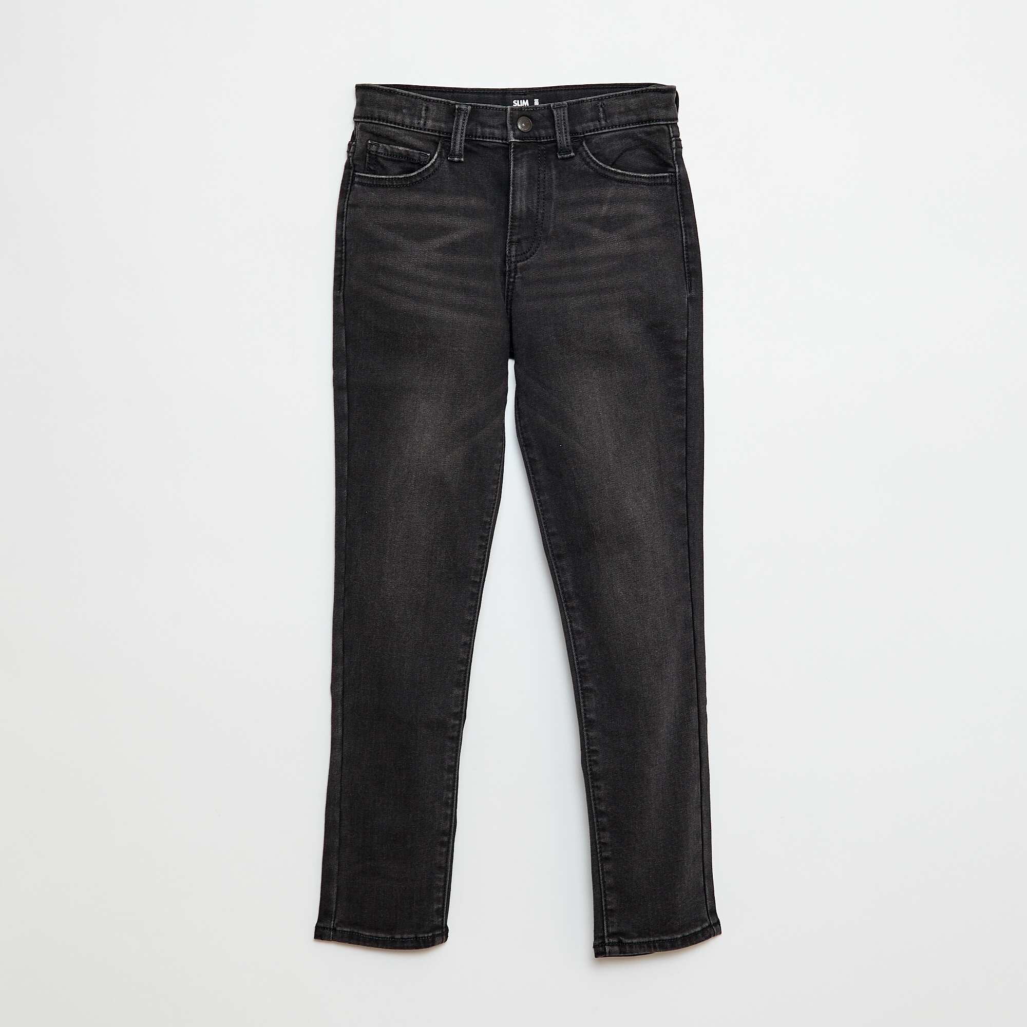 Stretch Slim Fit Cotton Denim Trousers GREY