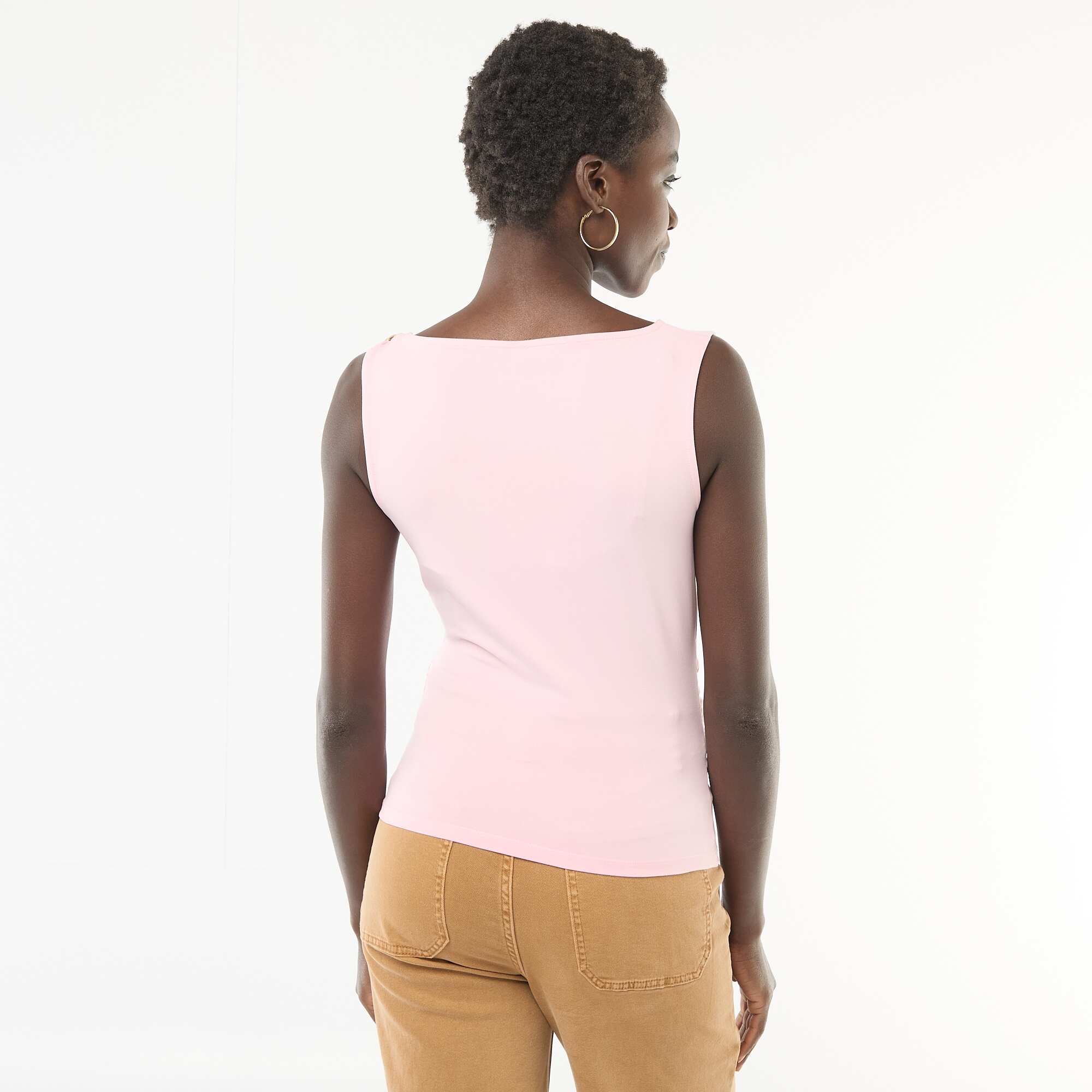 Stretch T-shirt with Gold-Tone Detail PINK - Image 4