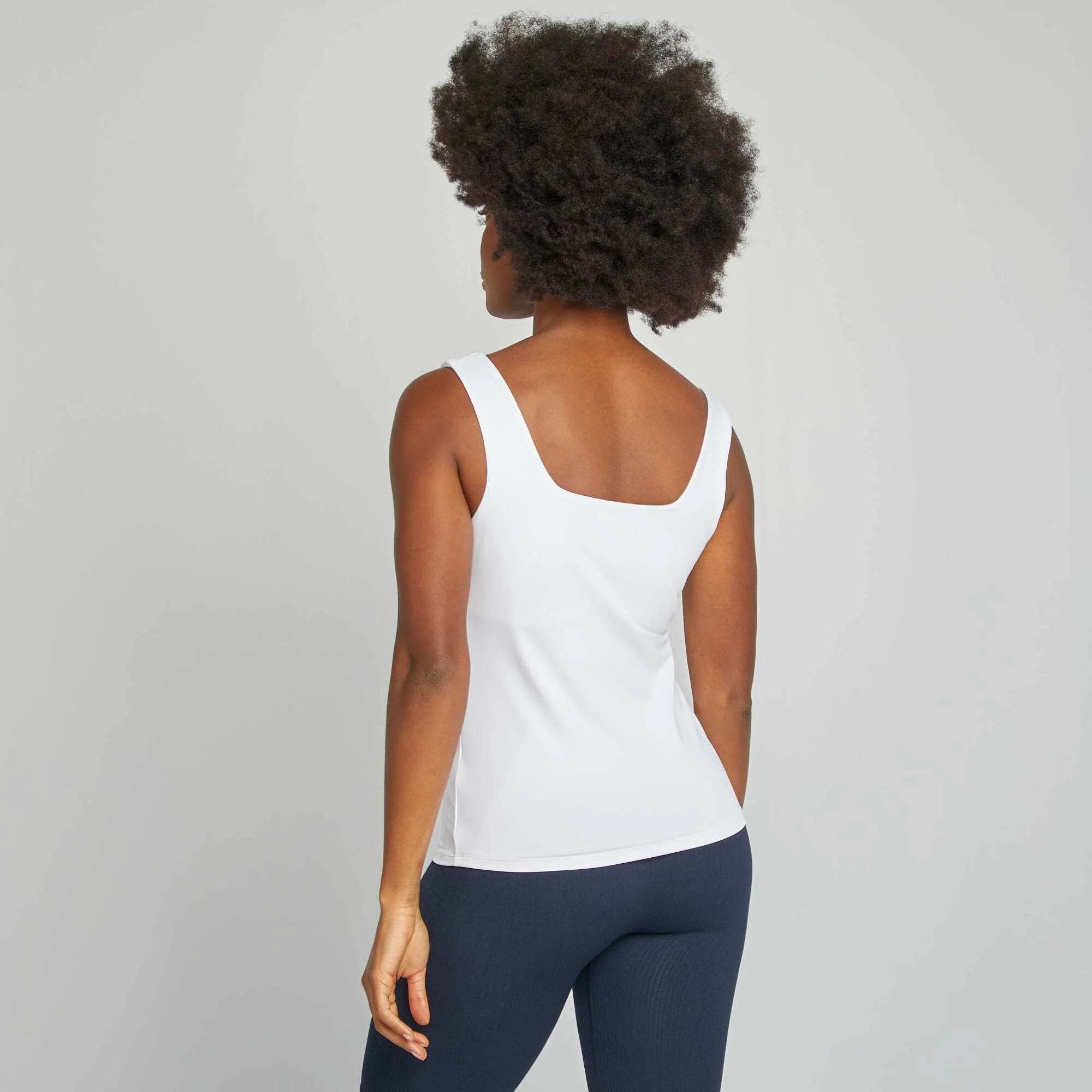 Stretch T-shirt with square neckline WHITE - Image 4