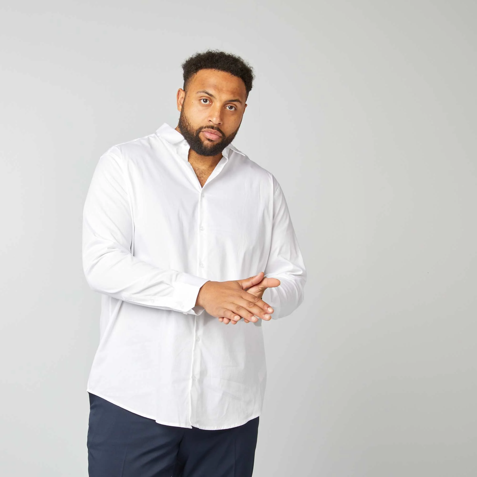 Stretch twill shirt White