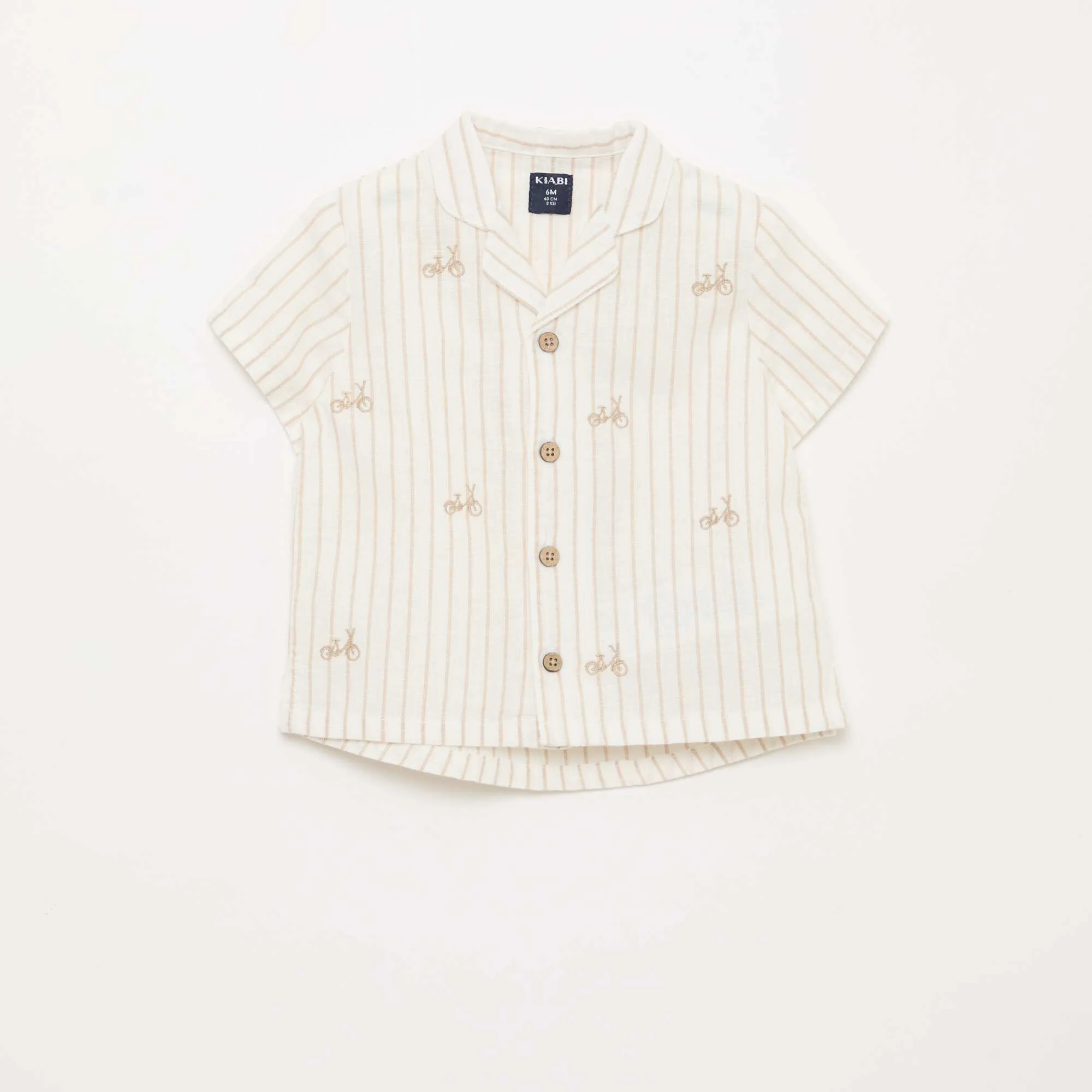 Striped and Patterned Short-Sleeve Shirt WHITE