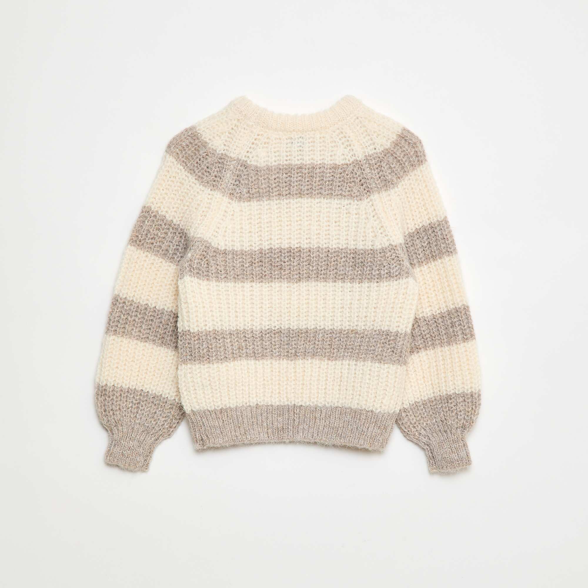 Striped Chunky Knit Sweater BEIGE - Image 2
