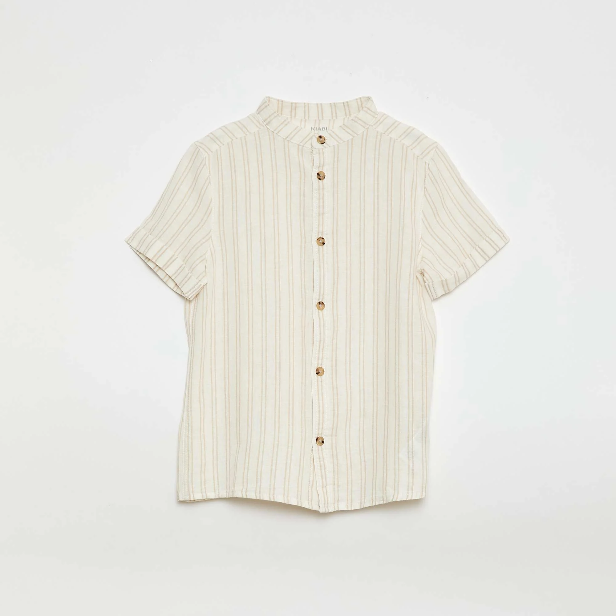Striped Cotton and Linen Shirt WHITE