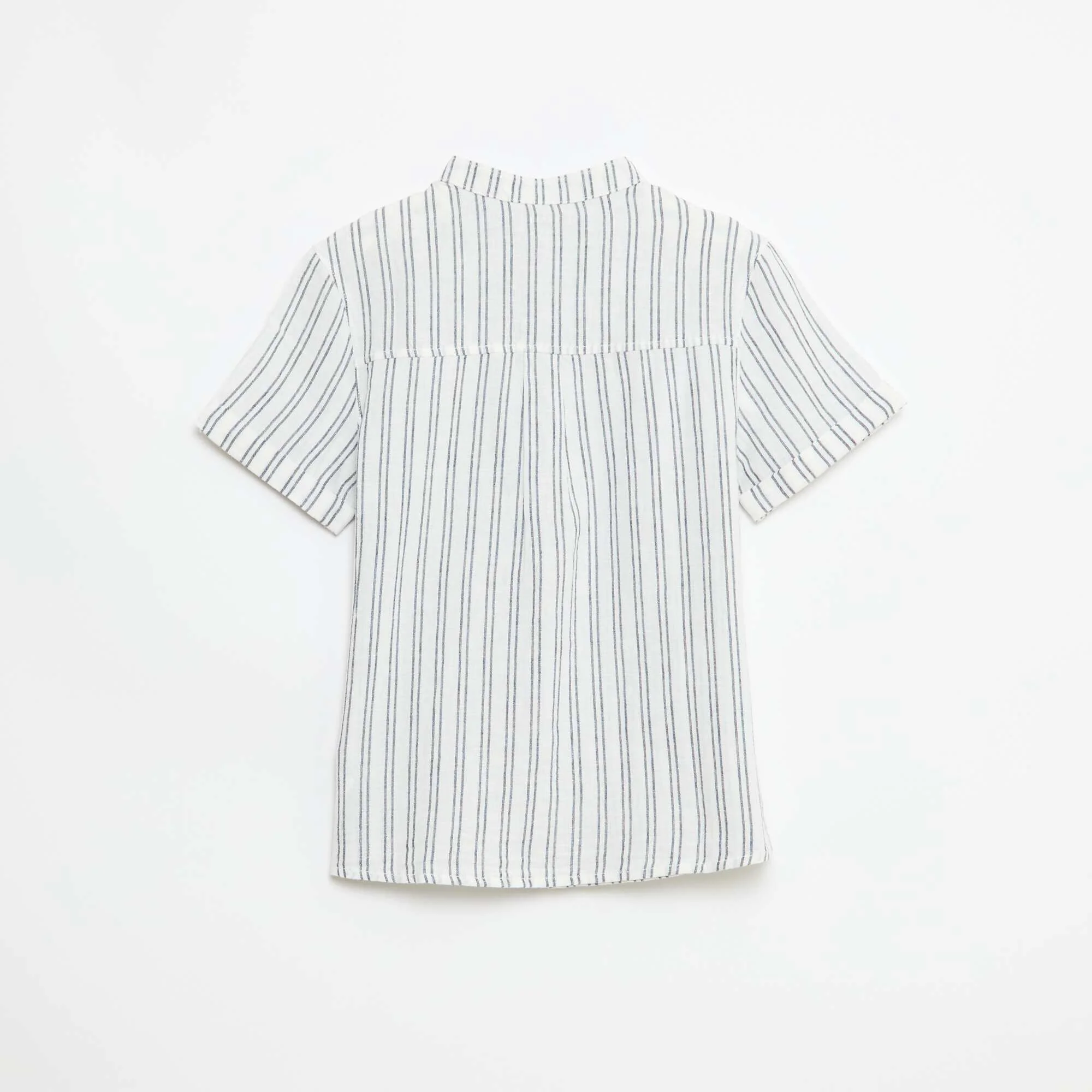 Striped Cotton and Linen Shirt WHITE - Image 3