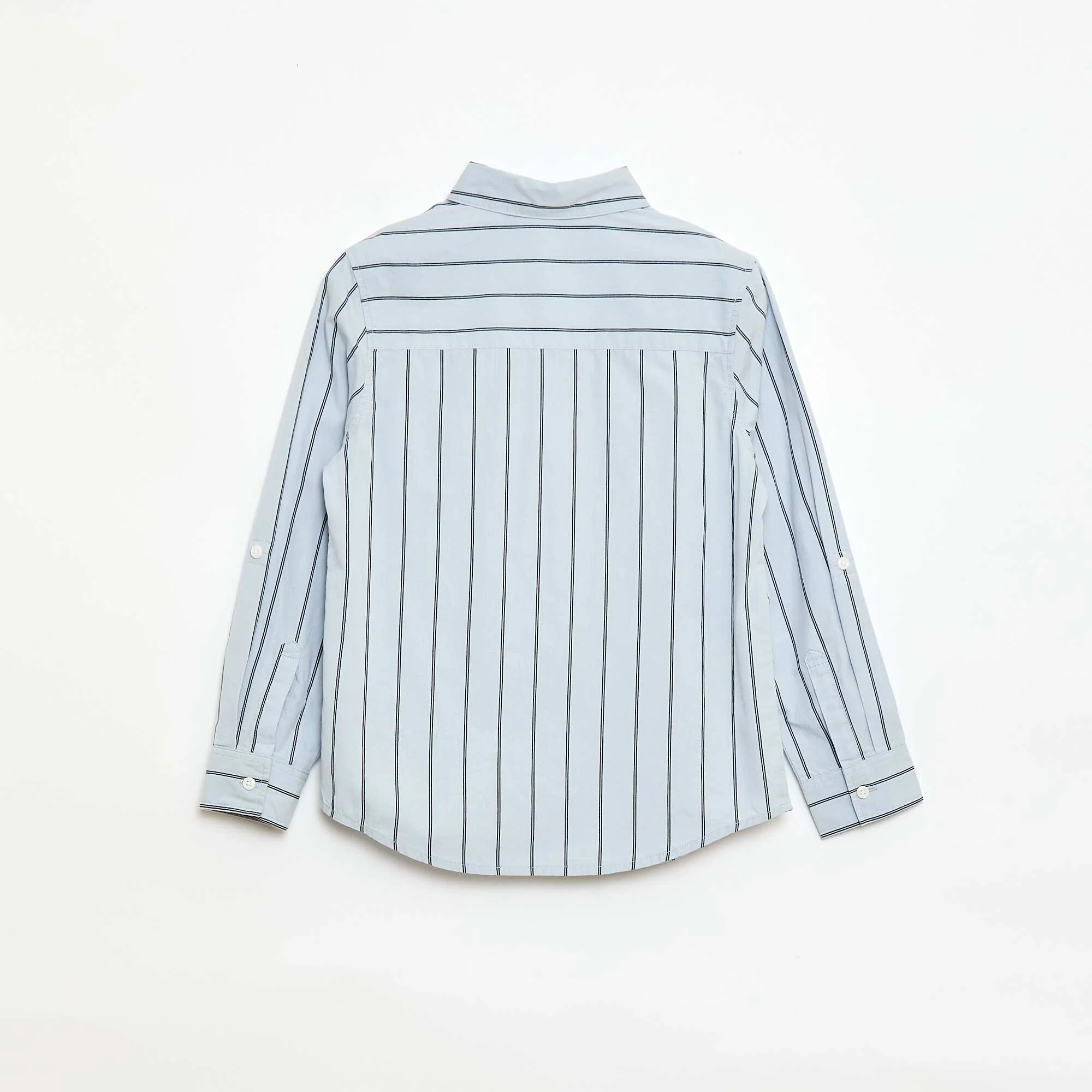 Striped Cotton Shirt with Chest Pocket BLUE - Image 2