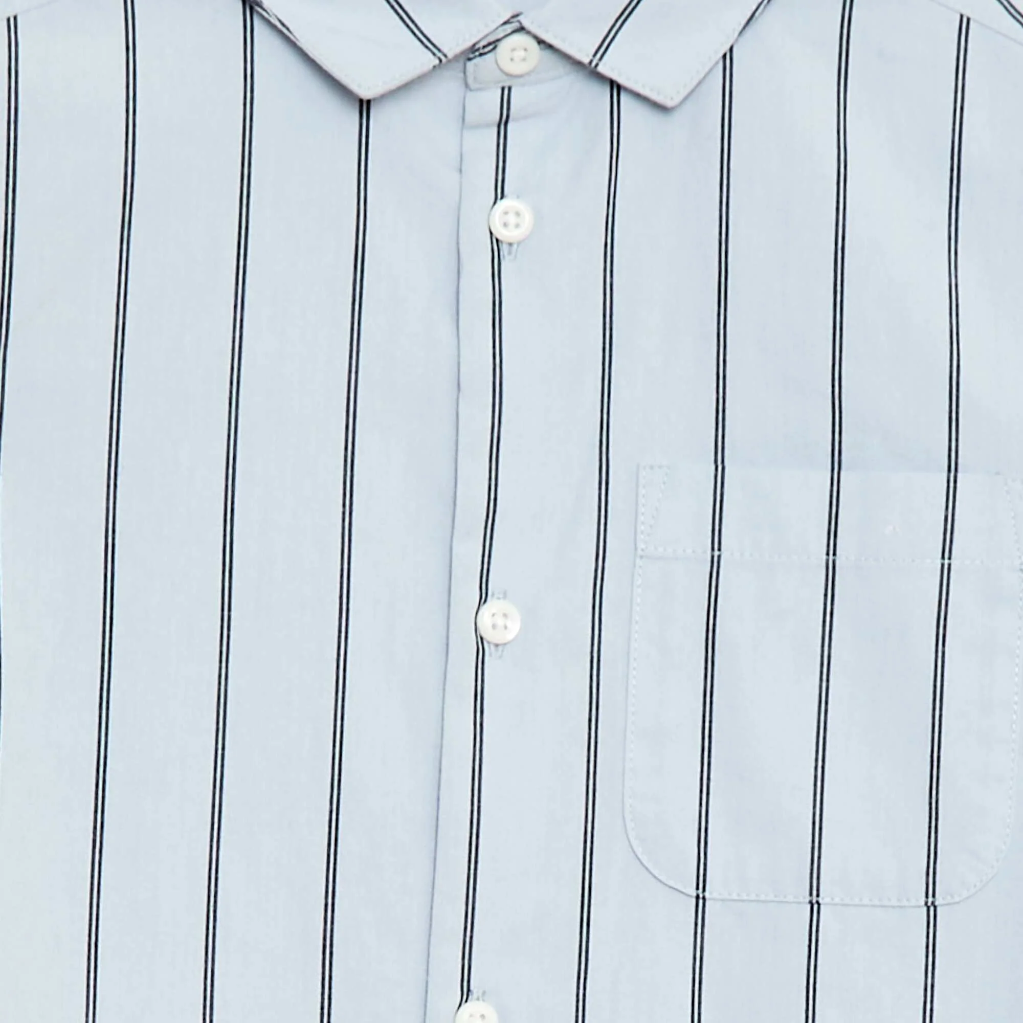 Striped Cotton Shirt with Chest Pocket BLUE - Image 3