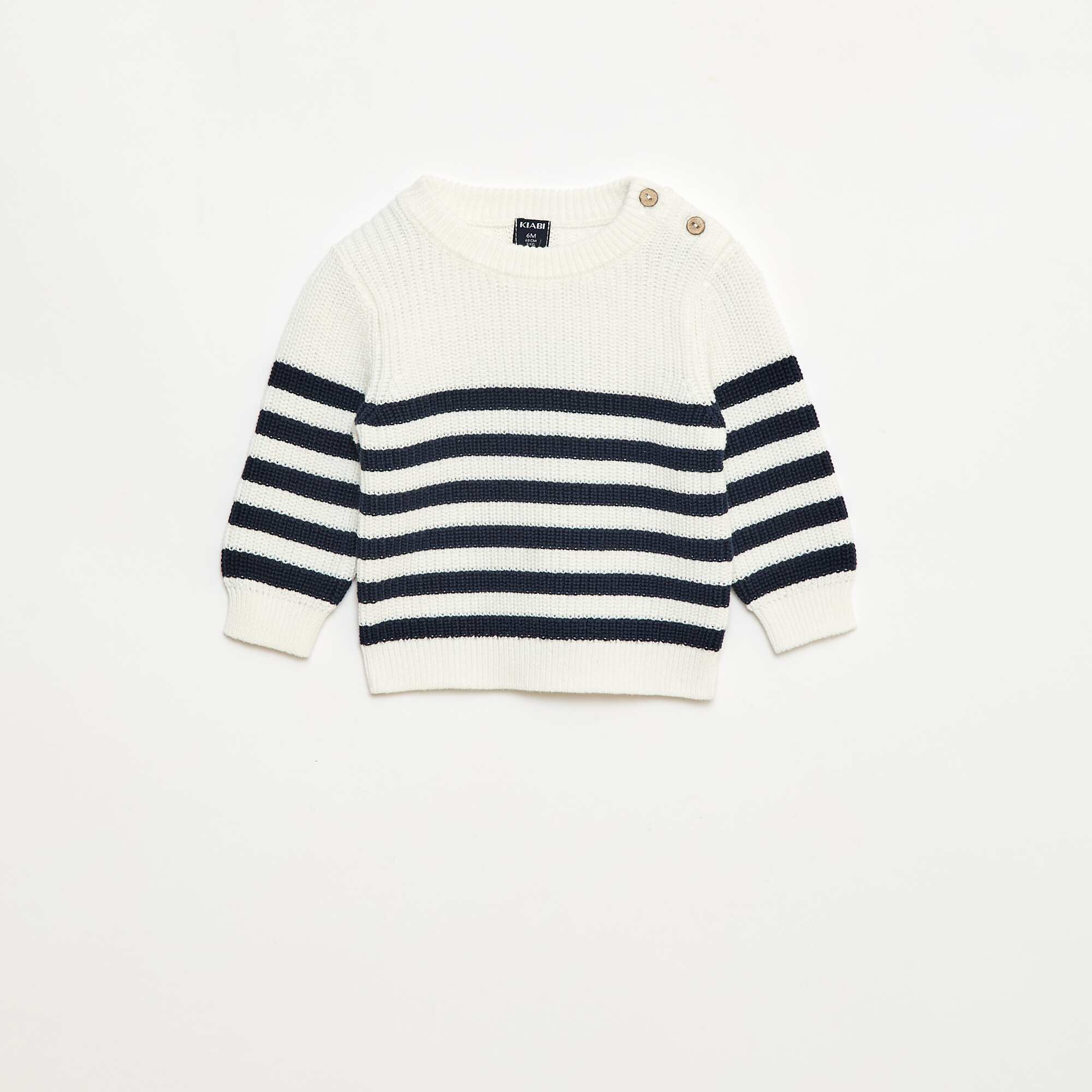 Striped Cotton Sweater BLUE