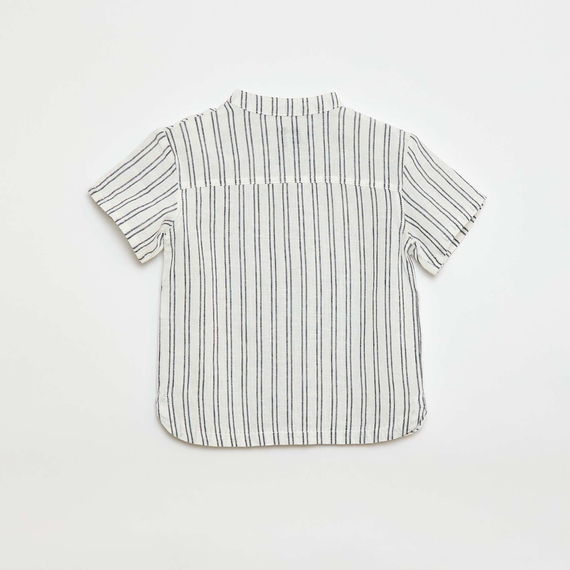 Striped Linen-Blend Shirt BLUE - Image 2