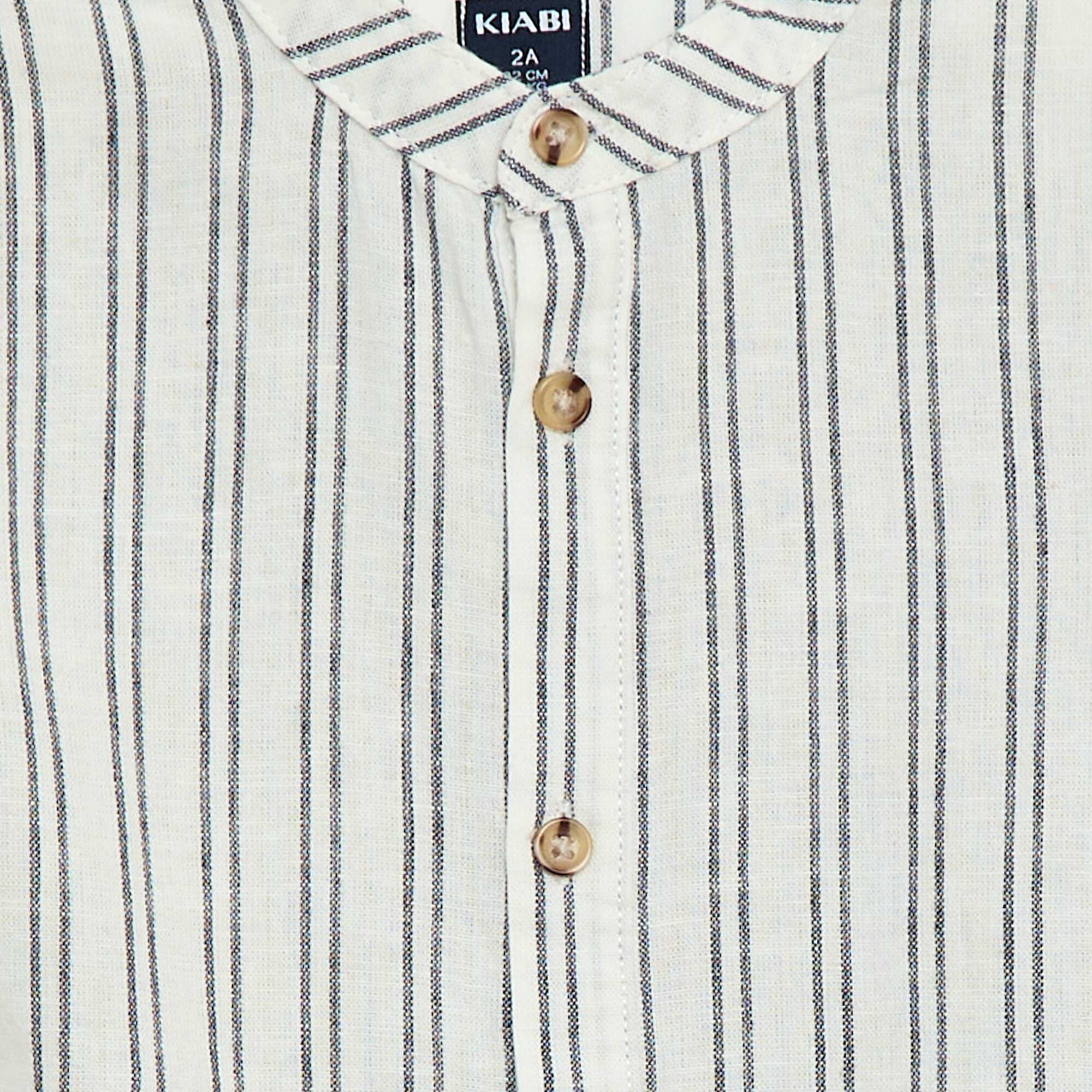 Striped Linen-Blend Shirt BLUE - Image 3