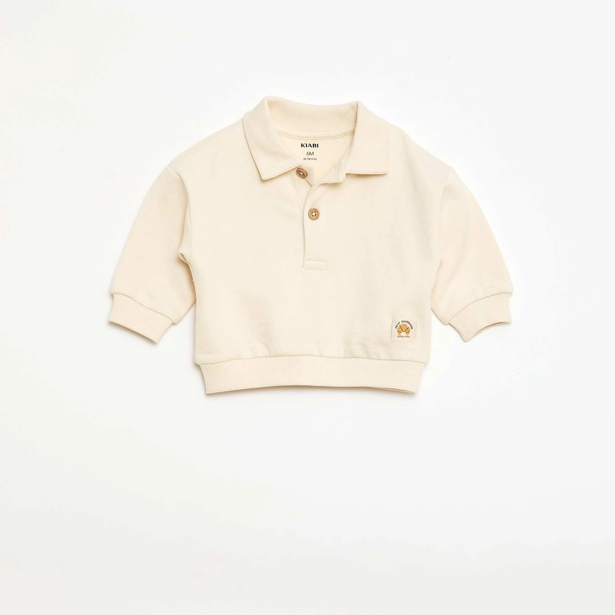 Striped Polo Collar Sweatshirt WHITE