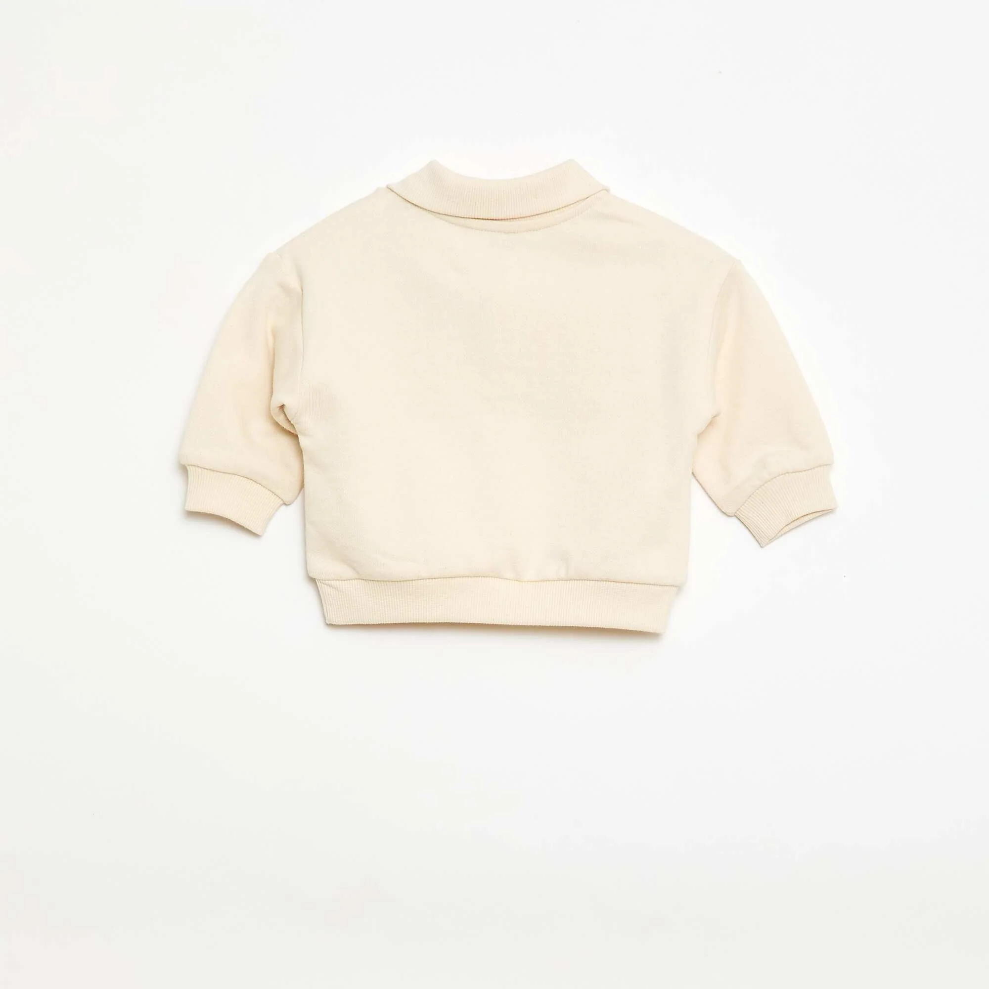 Striped Polo Collar Sweatshirt WHITE - Image 2