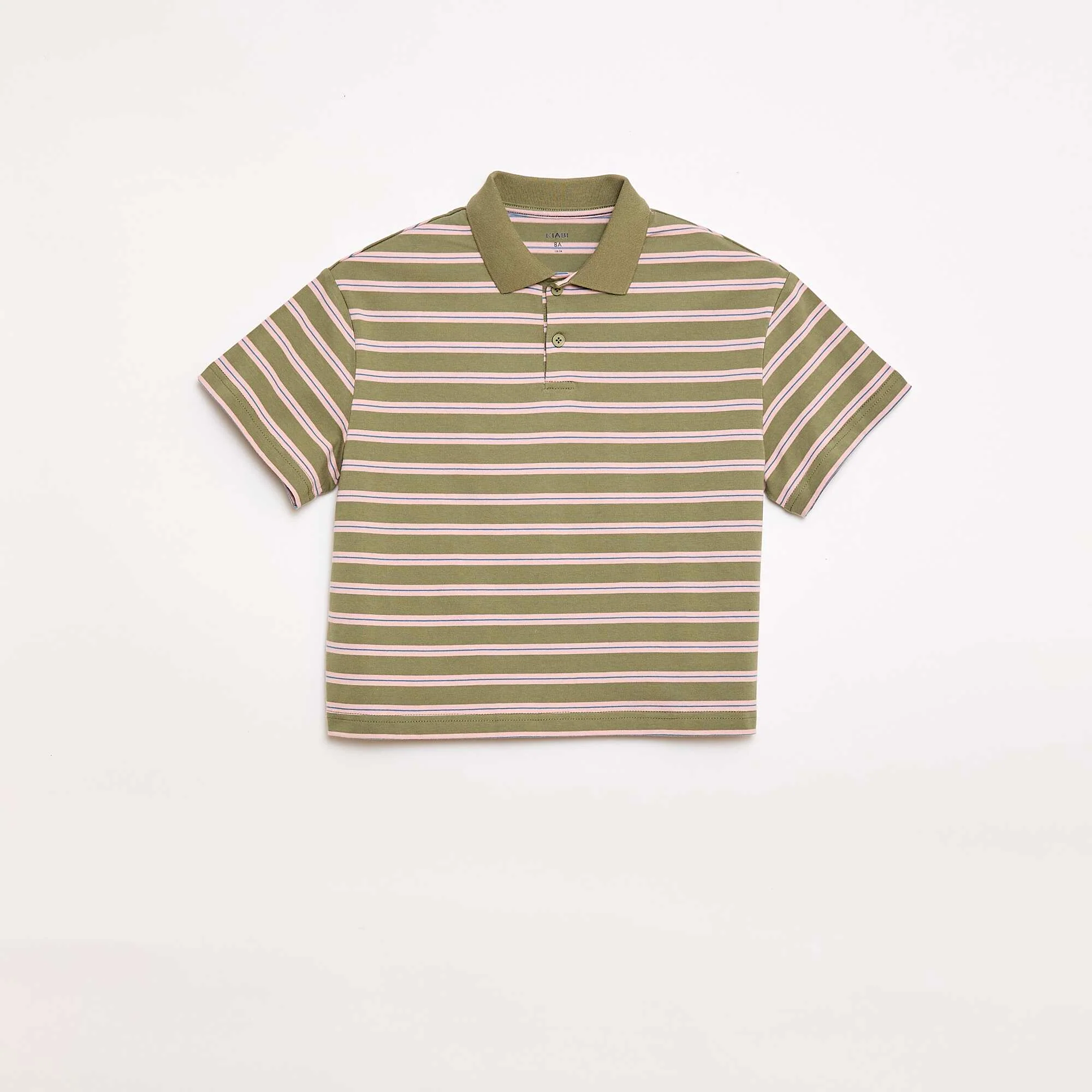 Striped Short-Sleeve Polo Shirt KHAKI