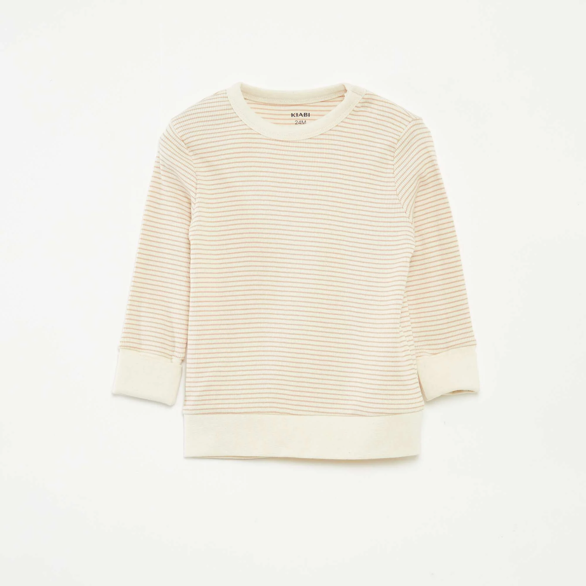 Striped T-shirt and trousers pyjama set - 2-piece set BEIGE - Image 2