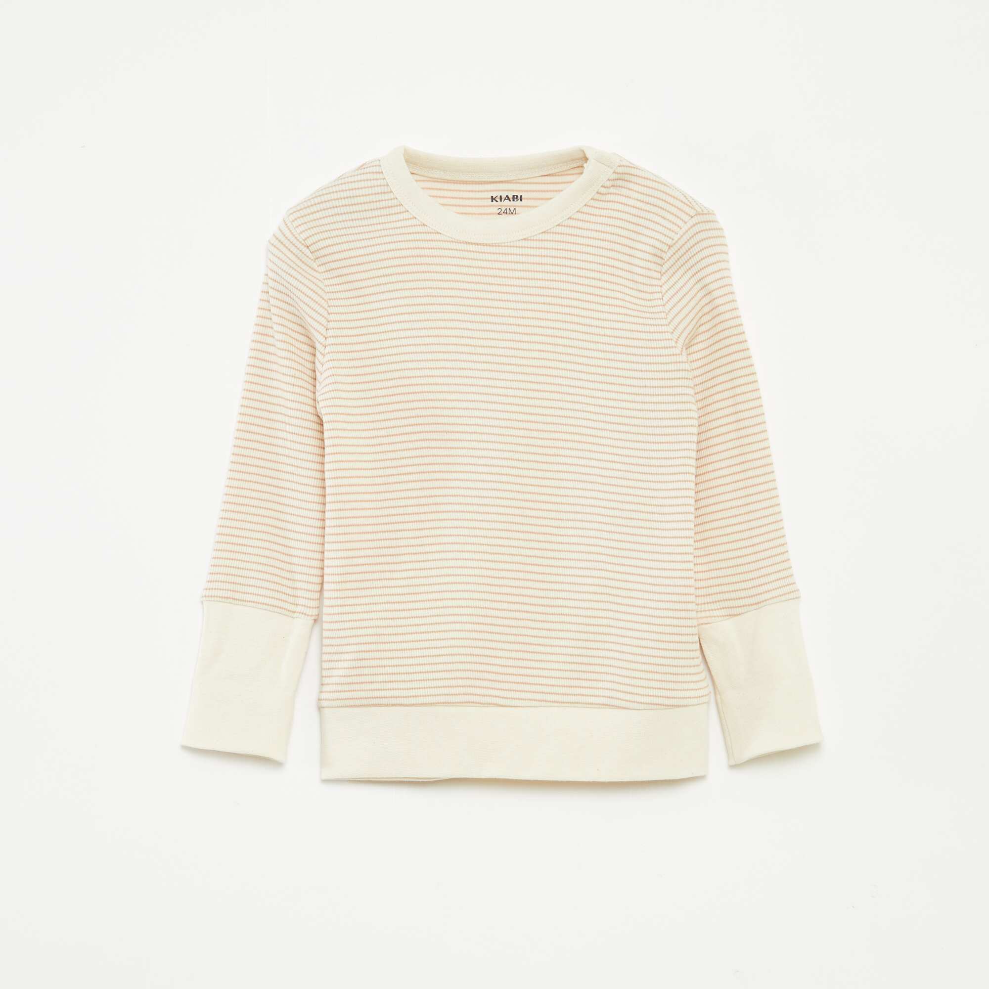 Striped T-shirt and trousers pyjama set - 2-piece set BEIGE - Image 3