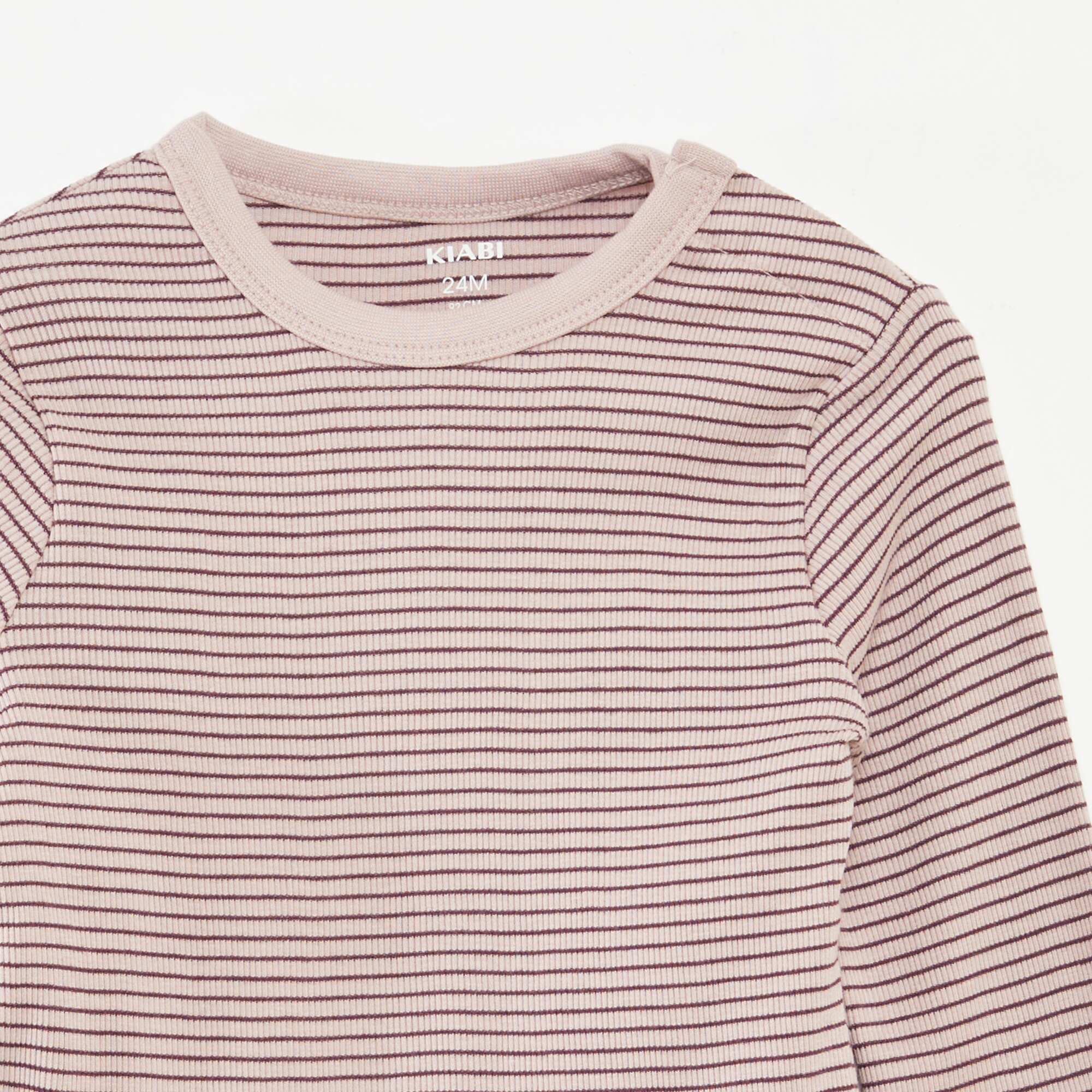 Striped T-shirt and trousers pyjama set - 2-piece set PURPLE - Image 3