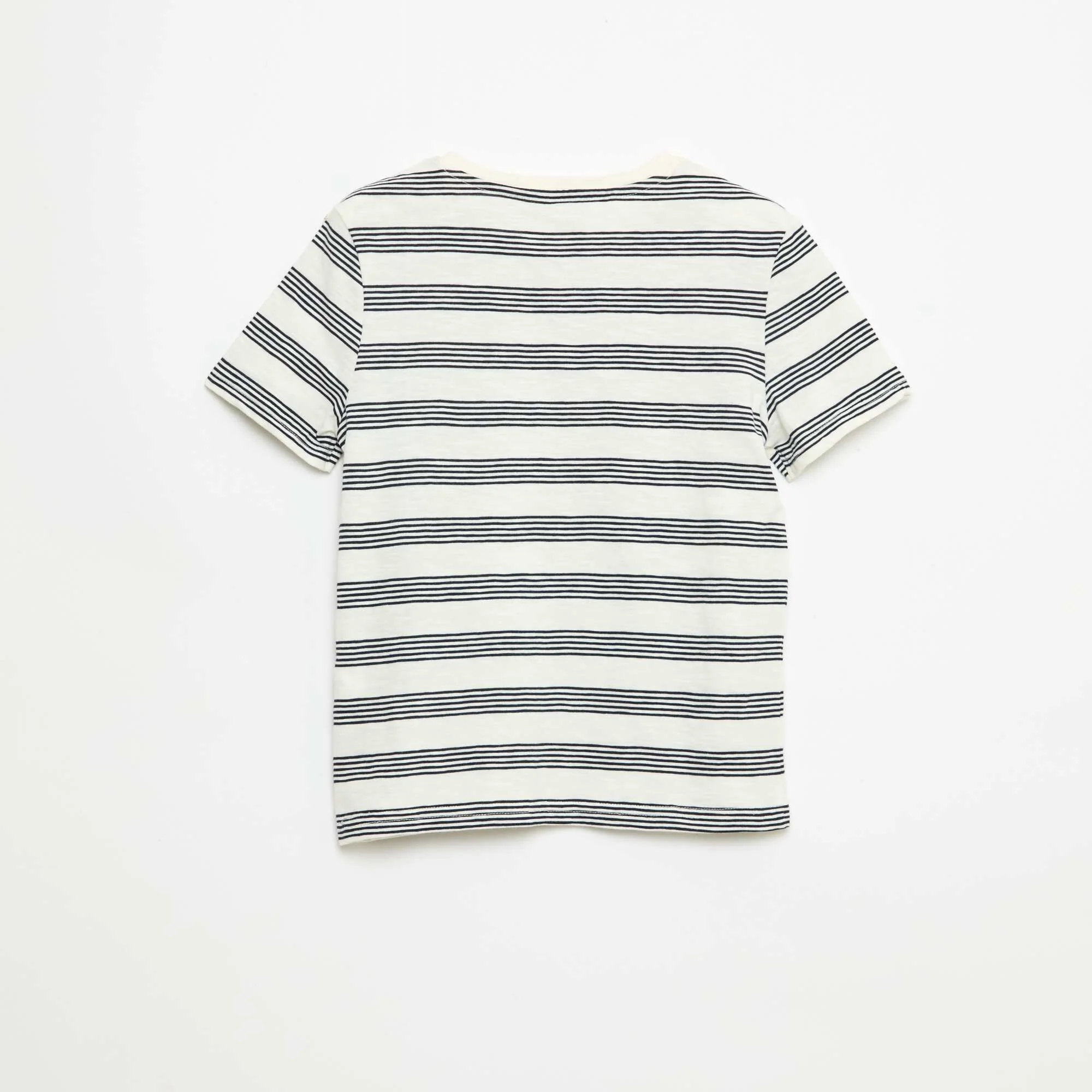 Striped T-shirt with Tunisian Collar BEIGE - Image 3