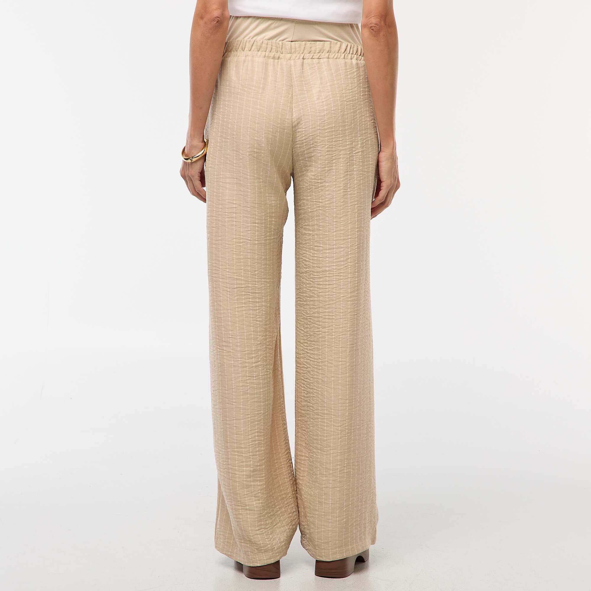 Striped Wide-Leg Maternity Trousers BEIGE - Image 4