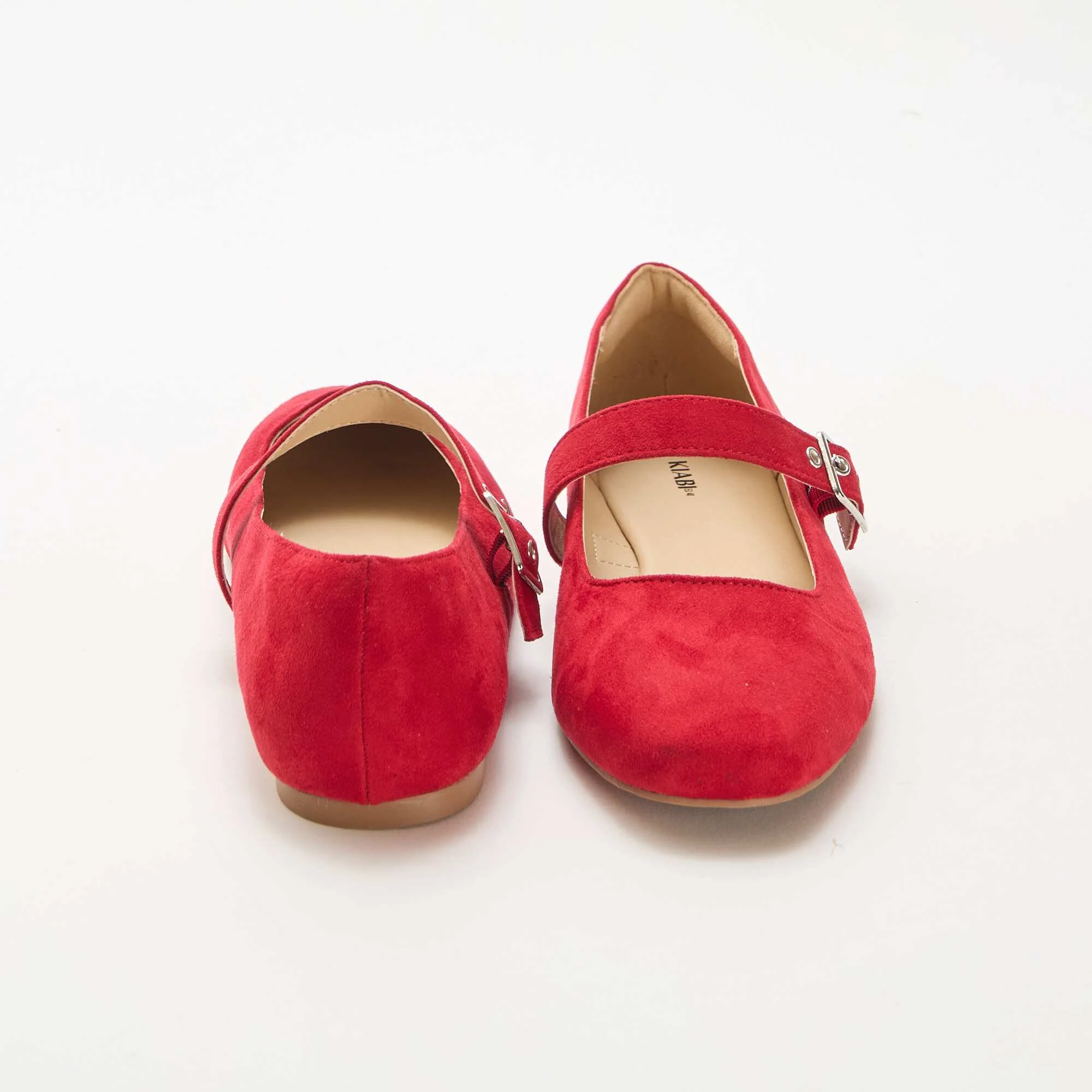 Studded Strap Ballerina Flats RED - Image 3