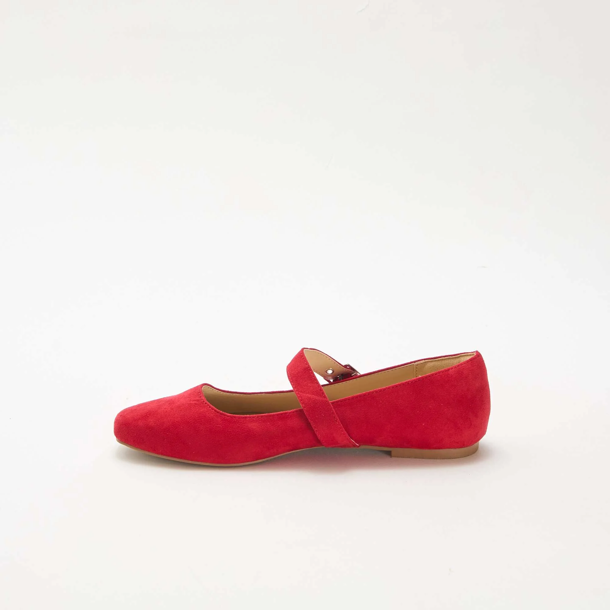 Studded Strap Ballerina Flats RED - Image 4