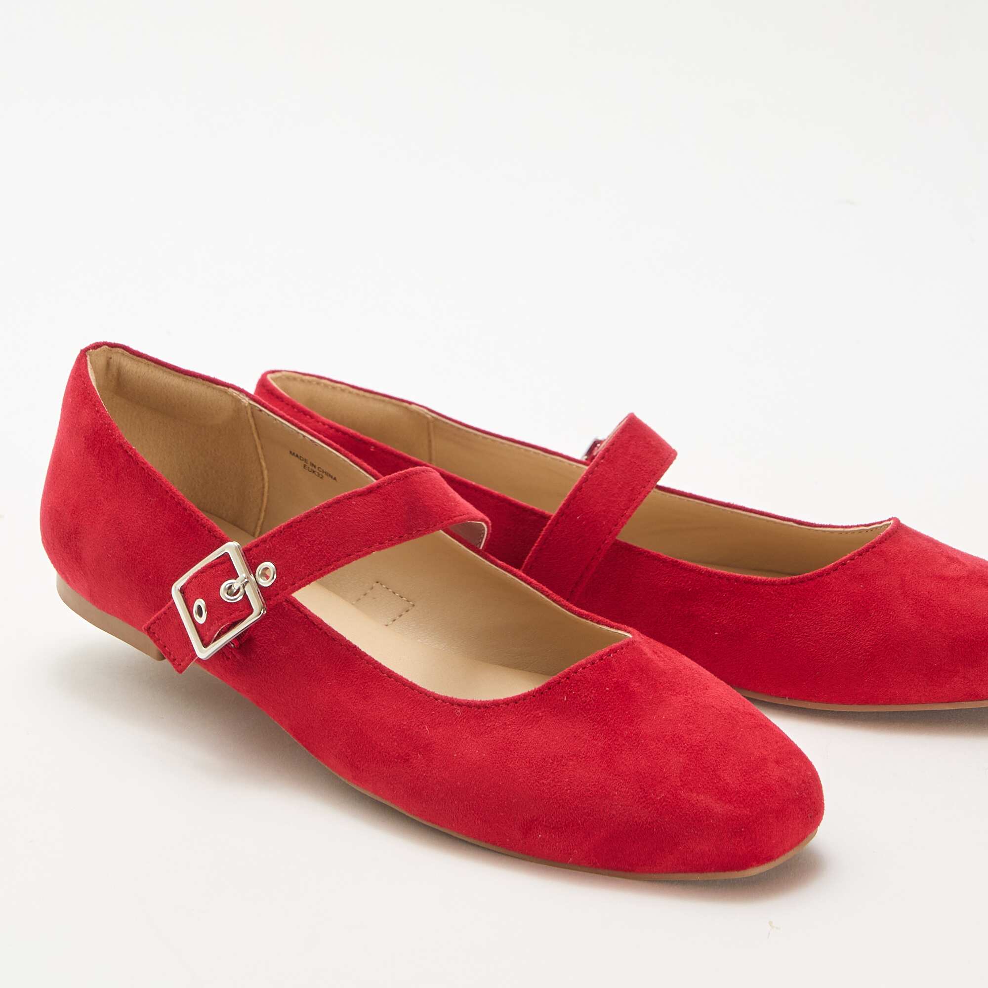 Studded Strap Ballerina Flats RED - Image 5
