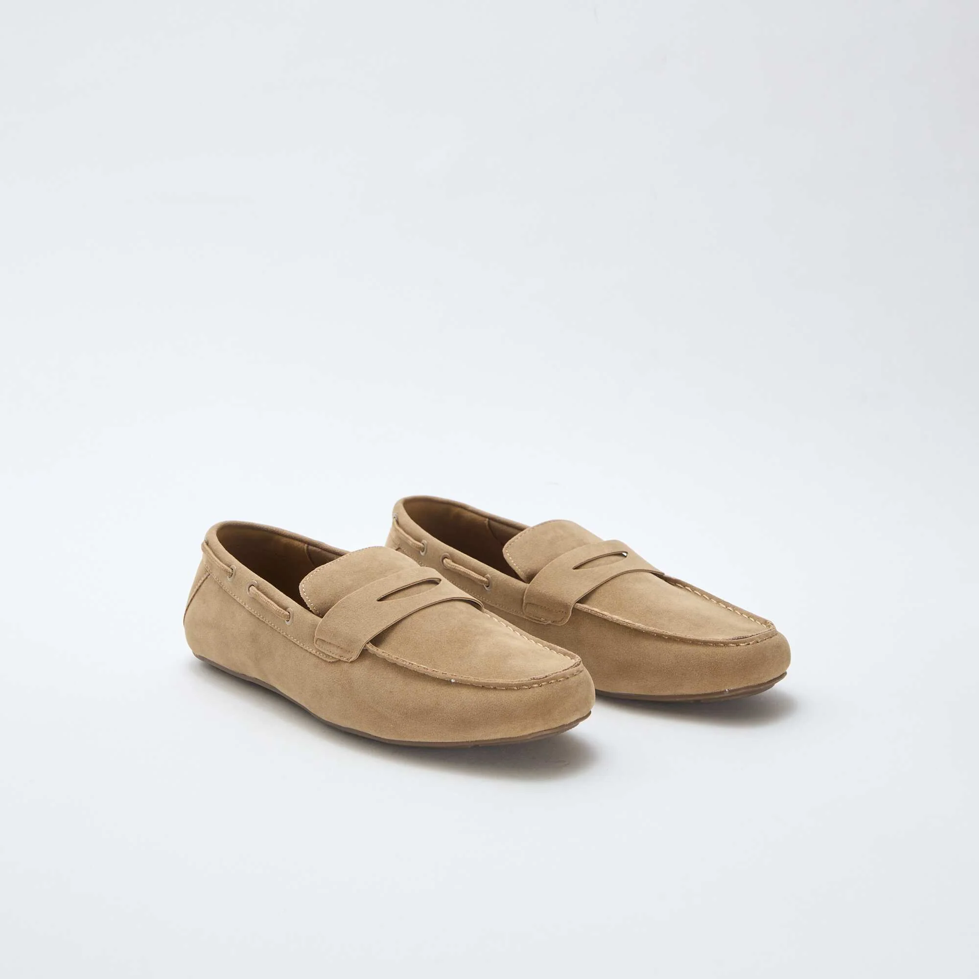 Suede-Effect Boat Moccasins BEIGE