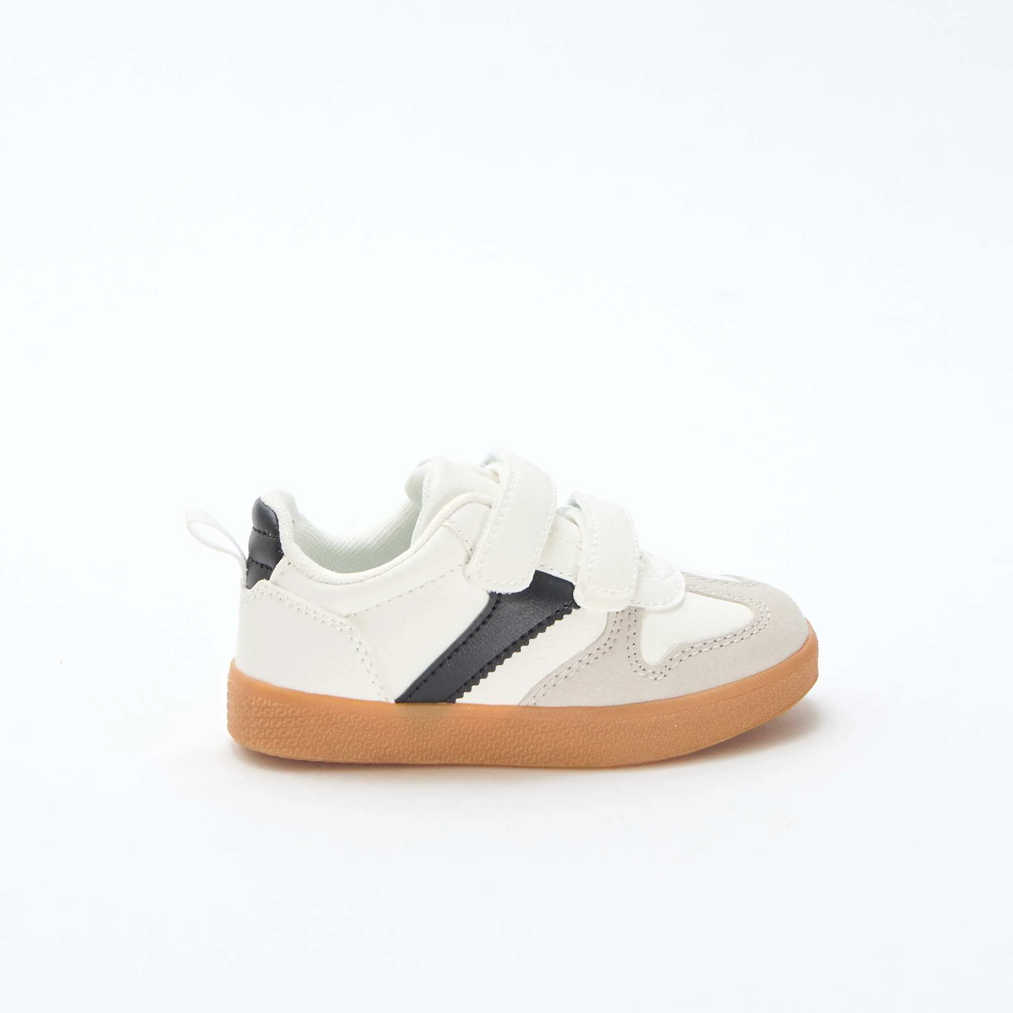 Suede-effect Sneakers with Hook and Loop Fasteners WHITE - Image 2