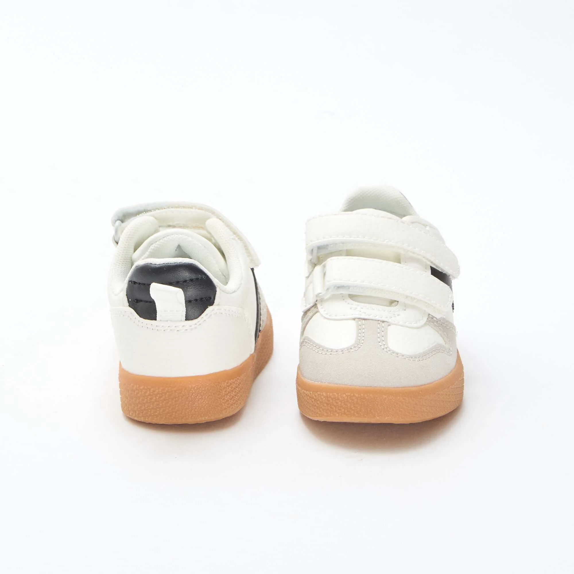 Suede-effect Sneakers with Hook and Loop Fasteners WHITE - Image 3