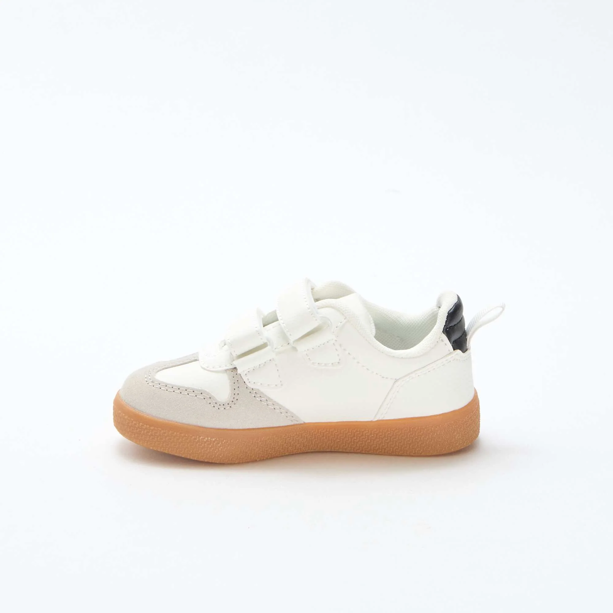 Suede-effect Sneakers with Hook and Loop Fasteners WHITE - Image 4