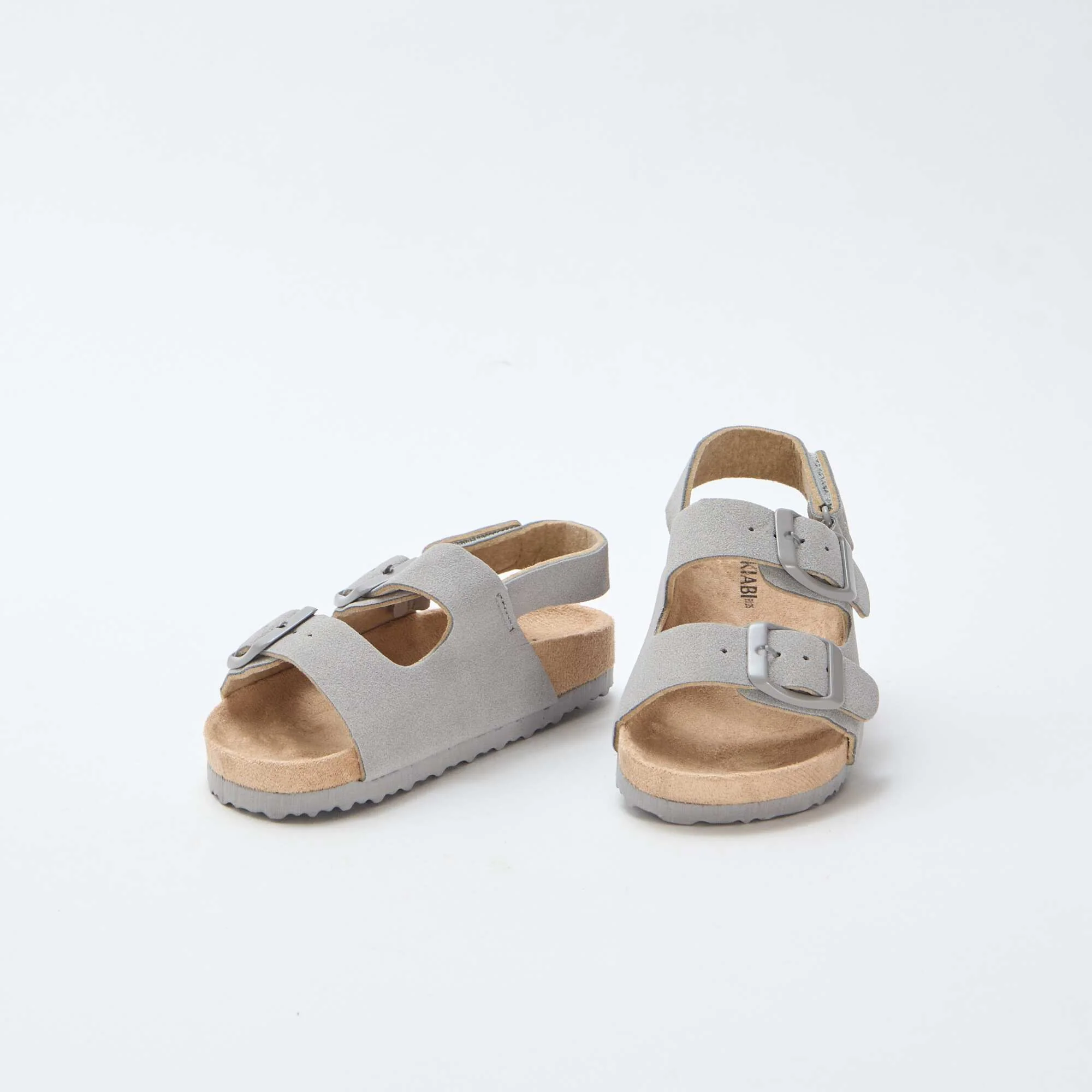 Suede Flat Sandals GREY - Image 5