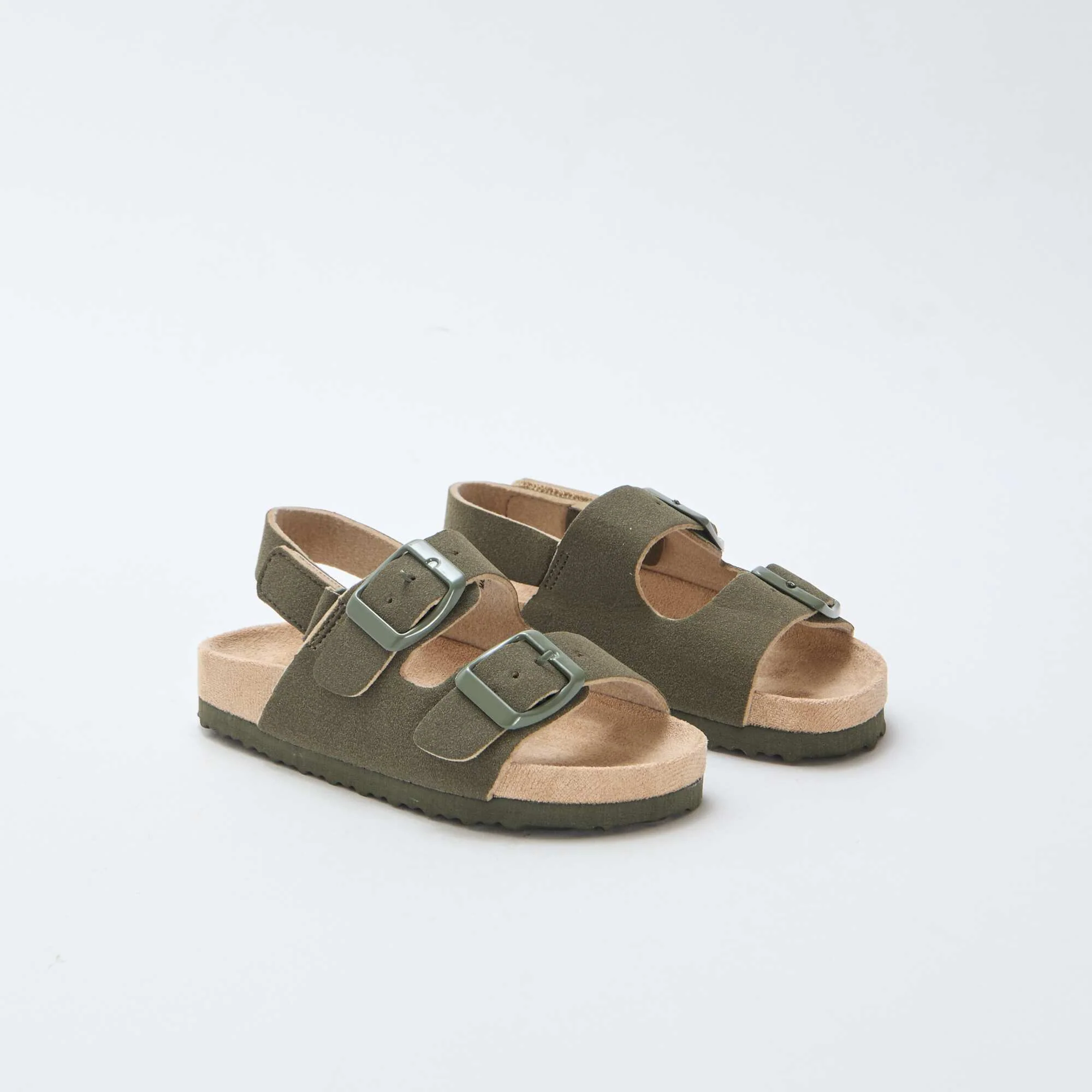 Suede Flat Sandals KHAKI