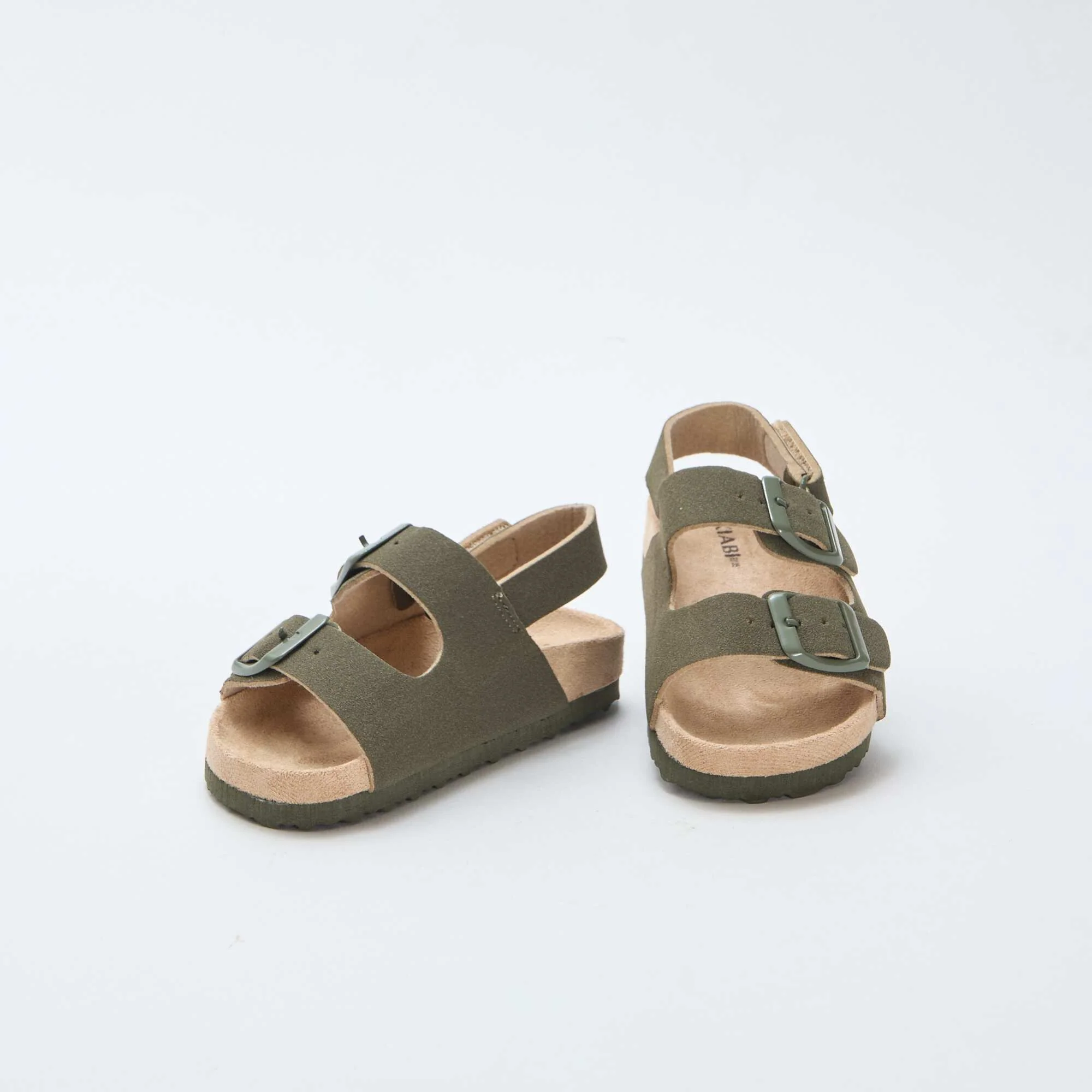 Suede Flat Sandals KHAKI - Image 5