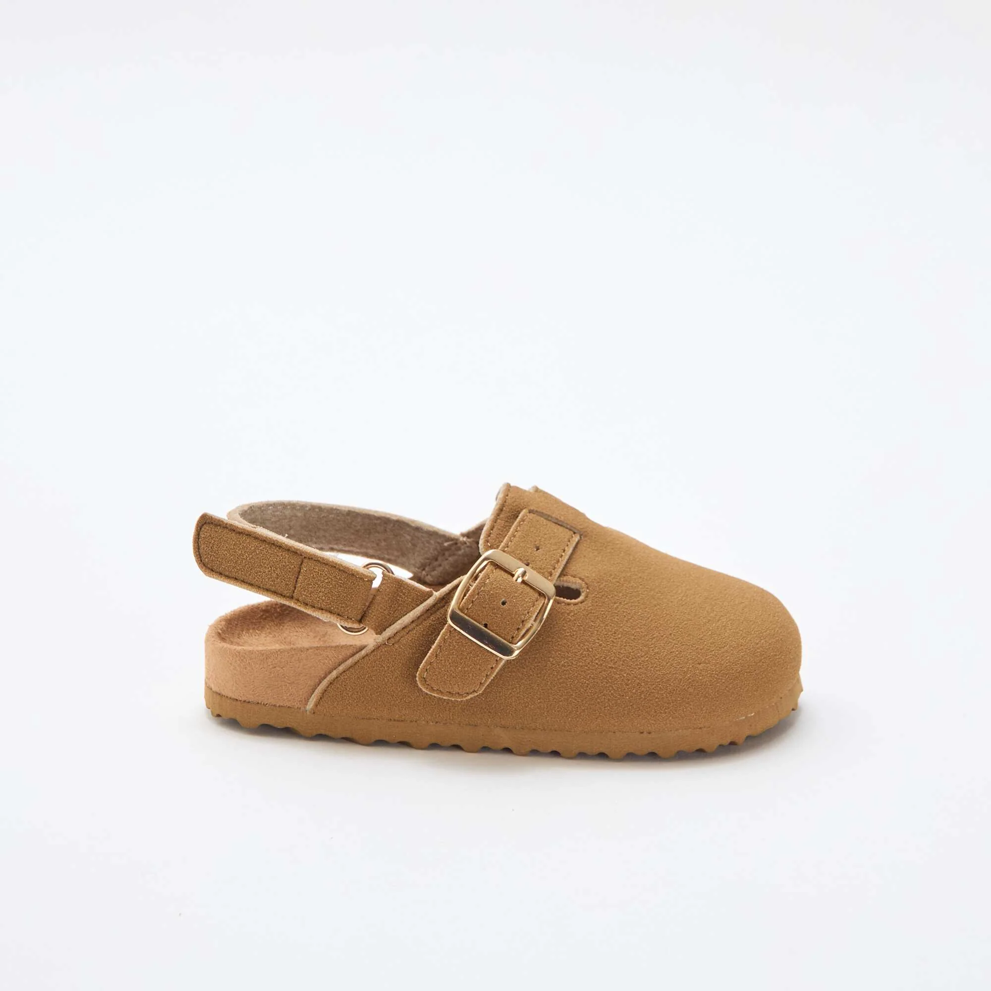 Suedette Clogs with Hook and Loop Fastener BROWN - Image 2