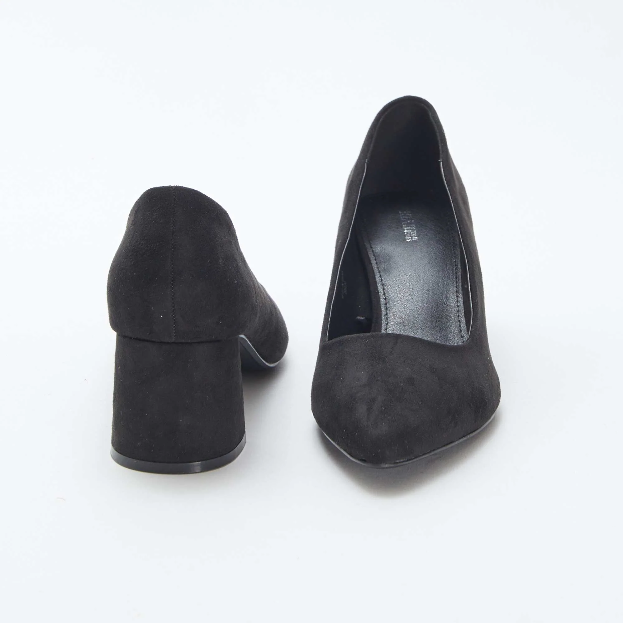 Suedette court shoes with square heels BLACK - Image 3