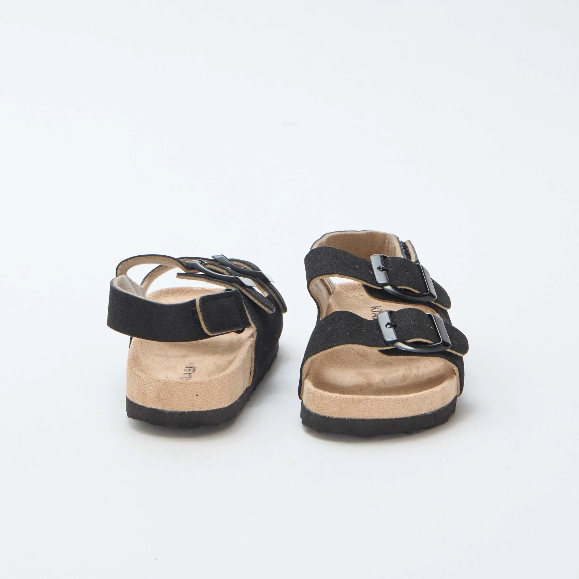 Suedette Flat Sandals BLACK - Image 3