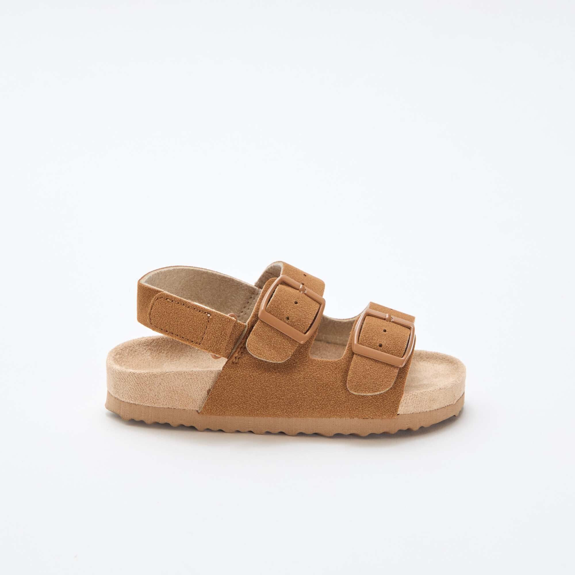Suedette Flat Sandals BROWN - Image 2