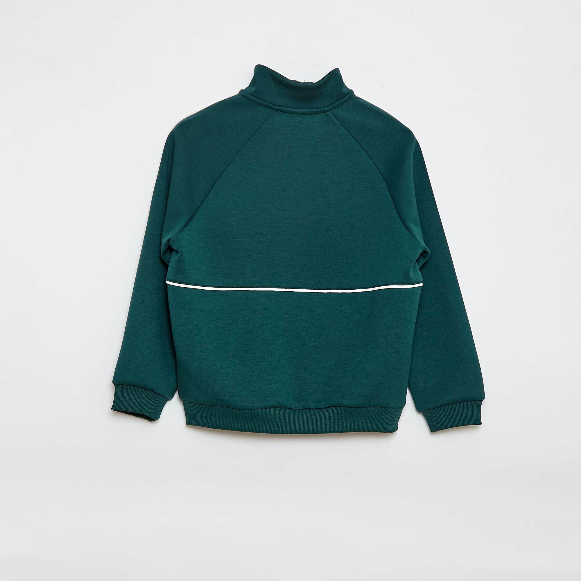 Sweatshirt with Zip Opening GREEN - Image 2