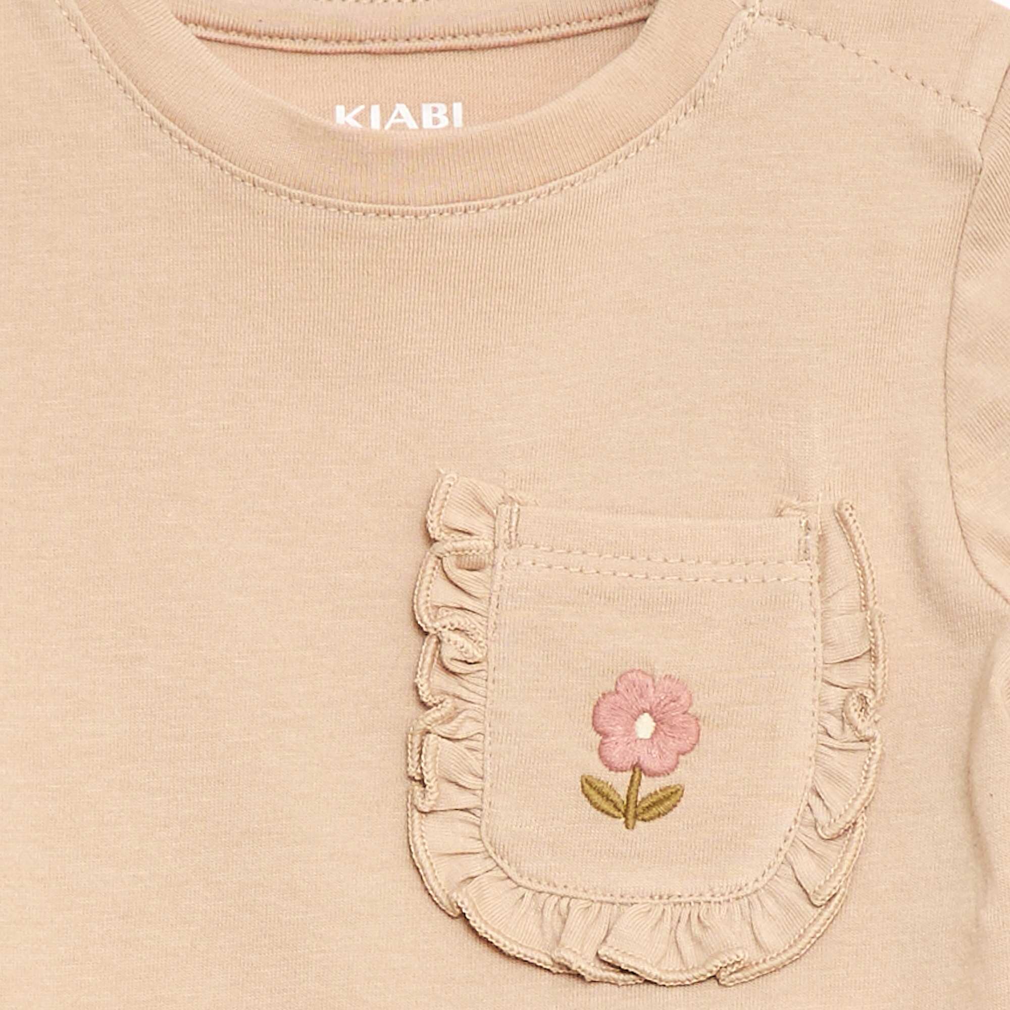 T-shirt with decorative pocket BEIGE - Image 2