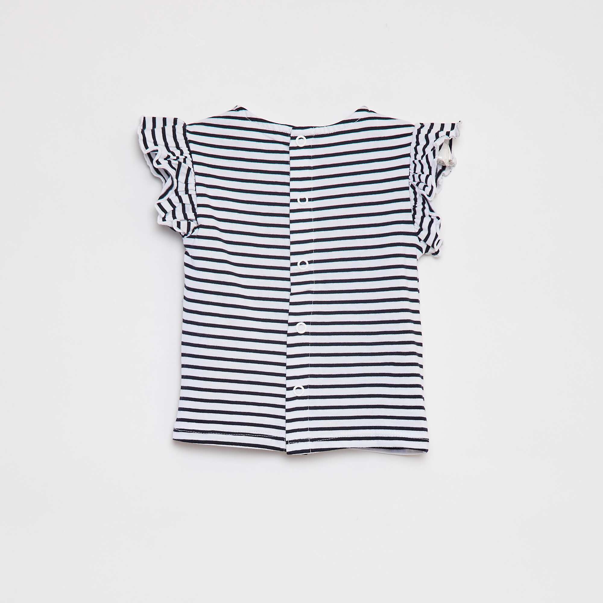 T-shirt with short ruffled sleeves WHITE - Image 2