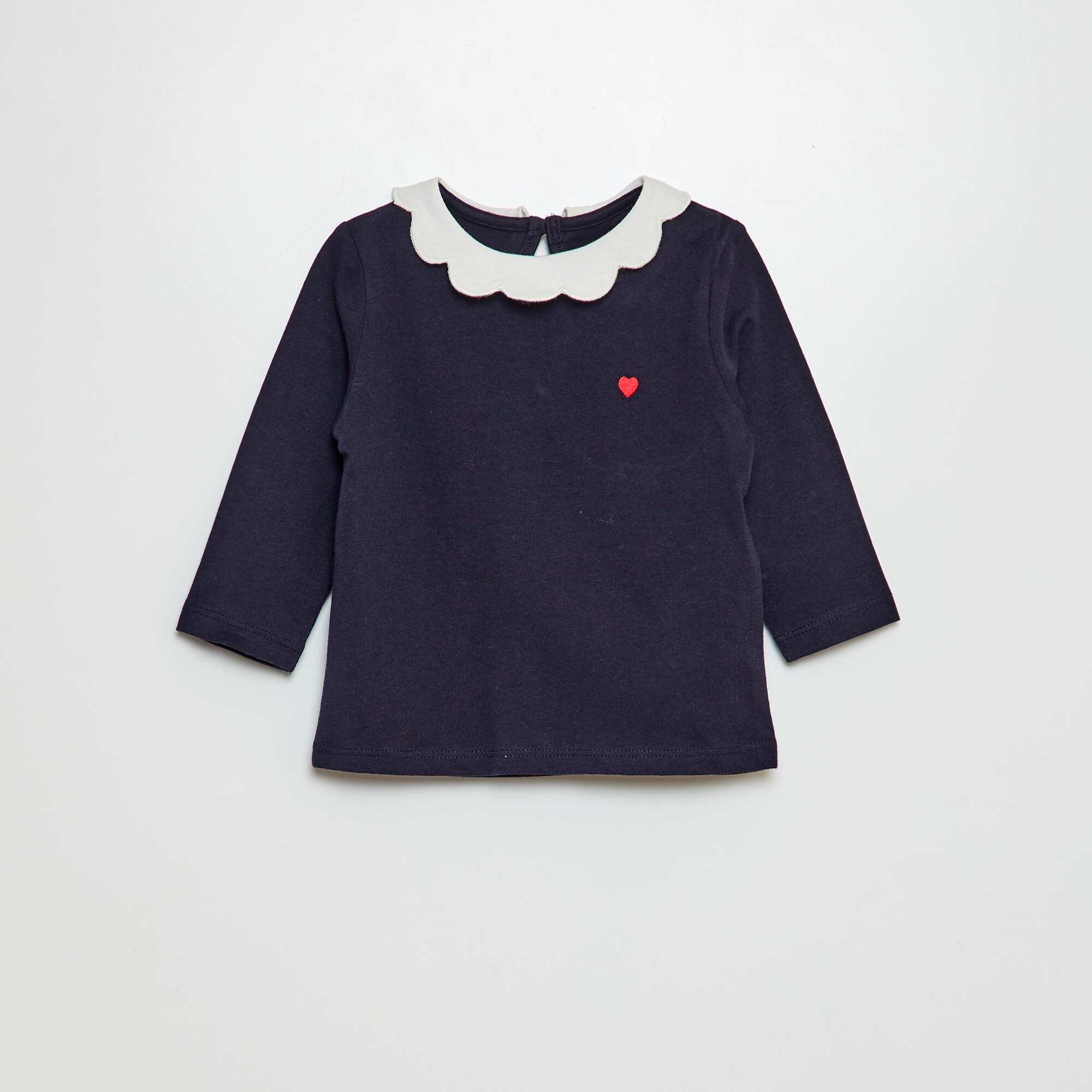 T-shirt with small ruffled collar BLUE