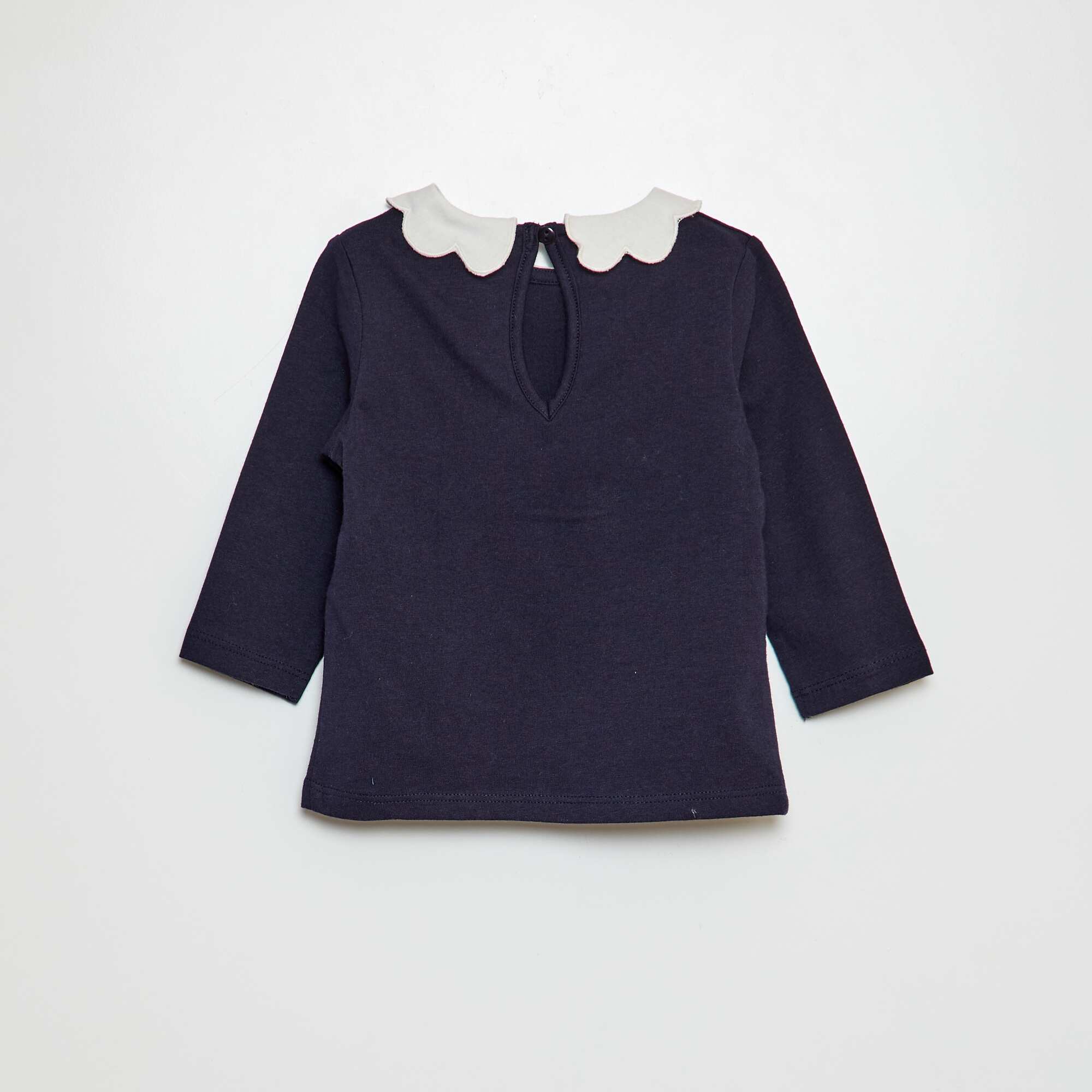 T-shirt with small ruffled collar BLUE - Image 2