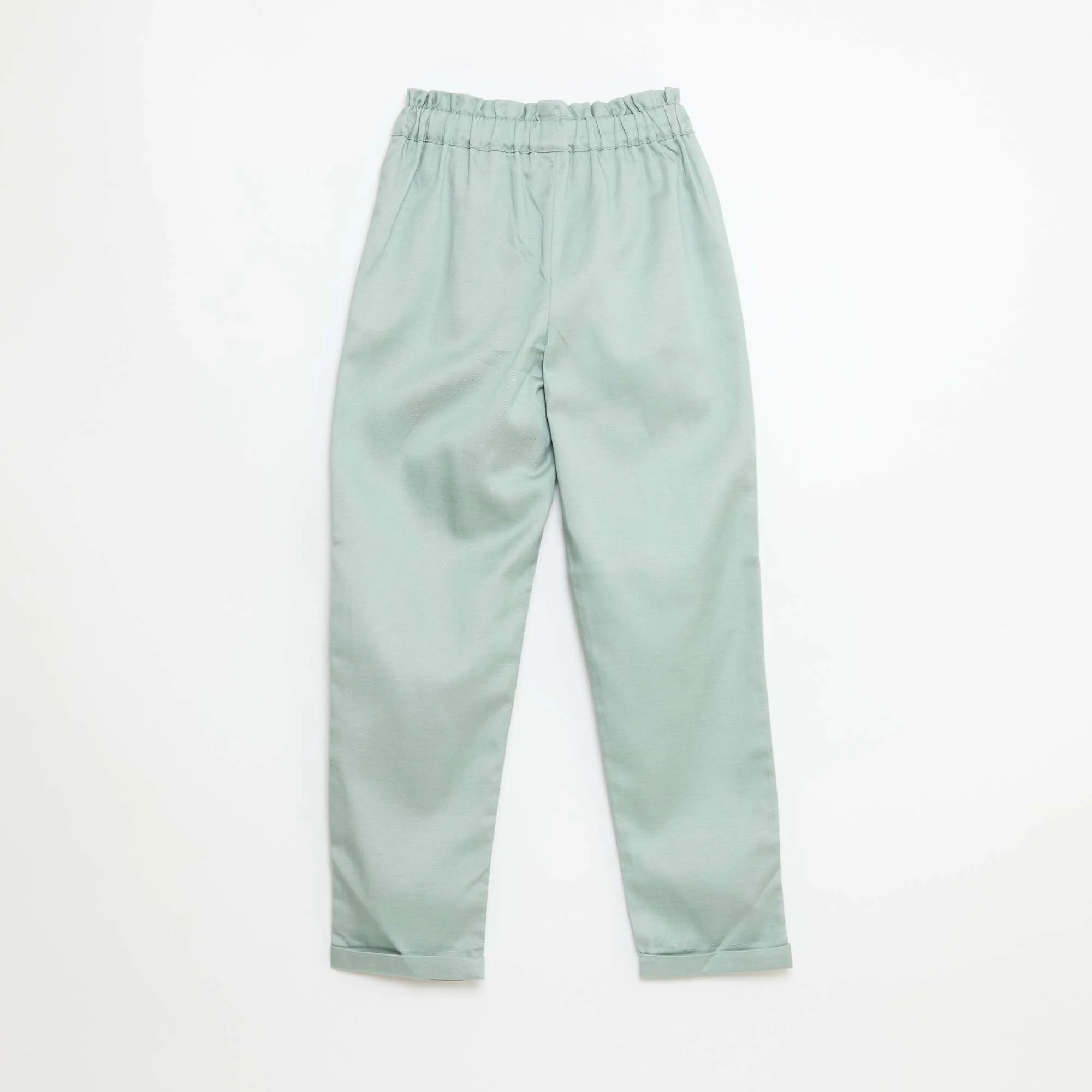 Tencel Trousers with Solid Color Bow GREEN - Image 2