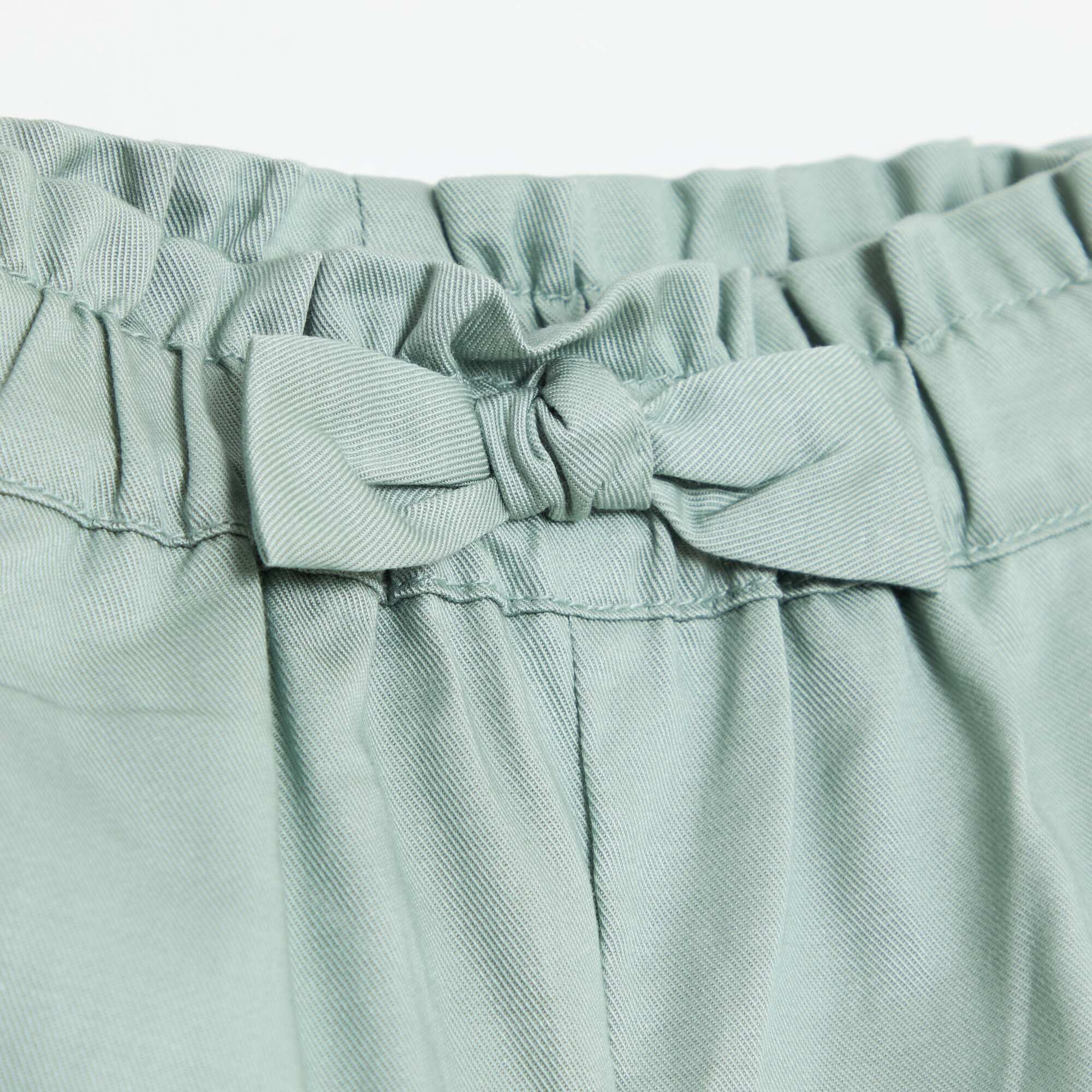 Tencel Trousers with Solid Color Bow GREEN - Image 3