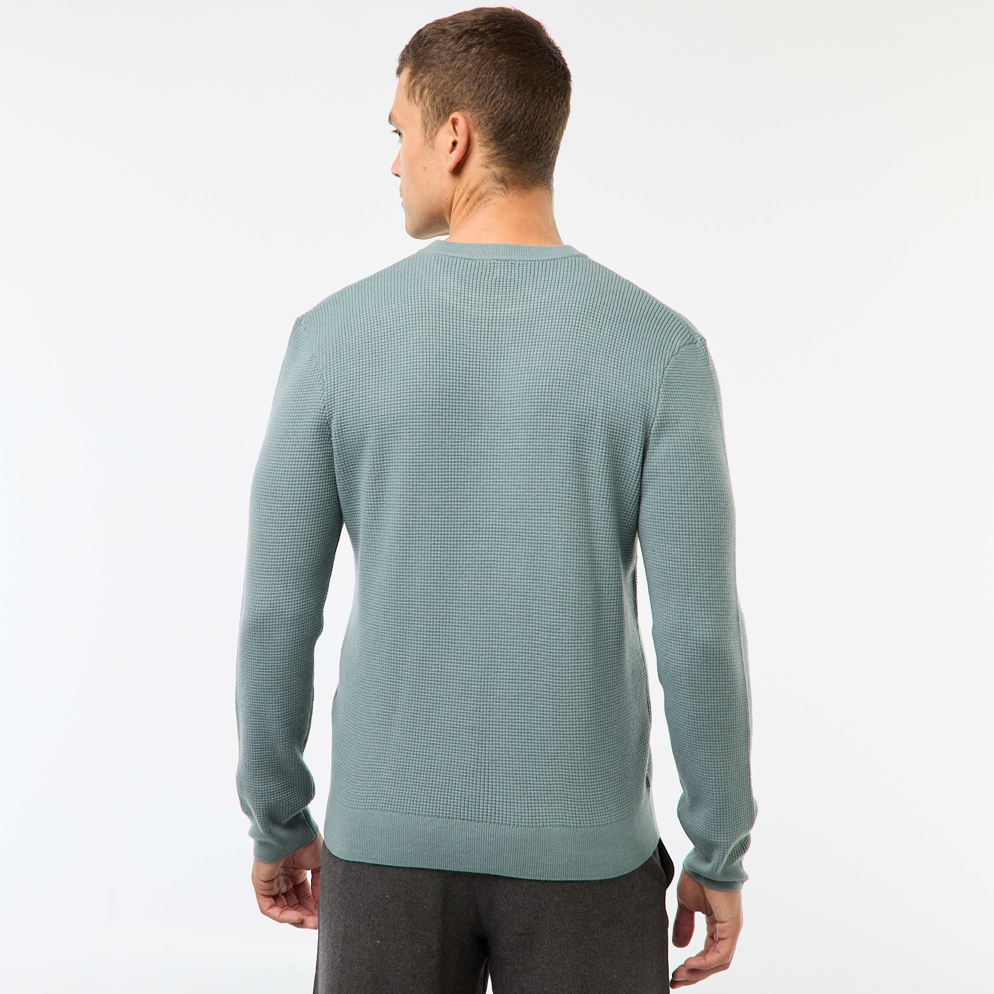 Textured Crew Neck Sweater BLUE - Image 3