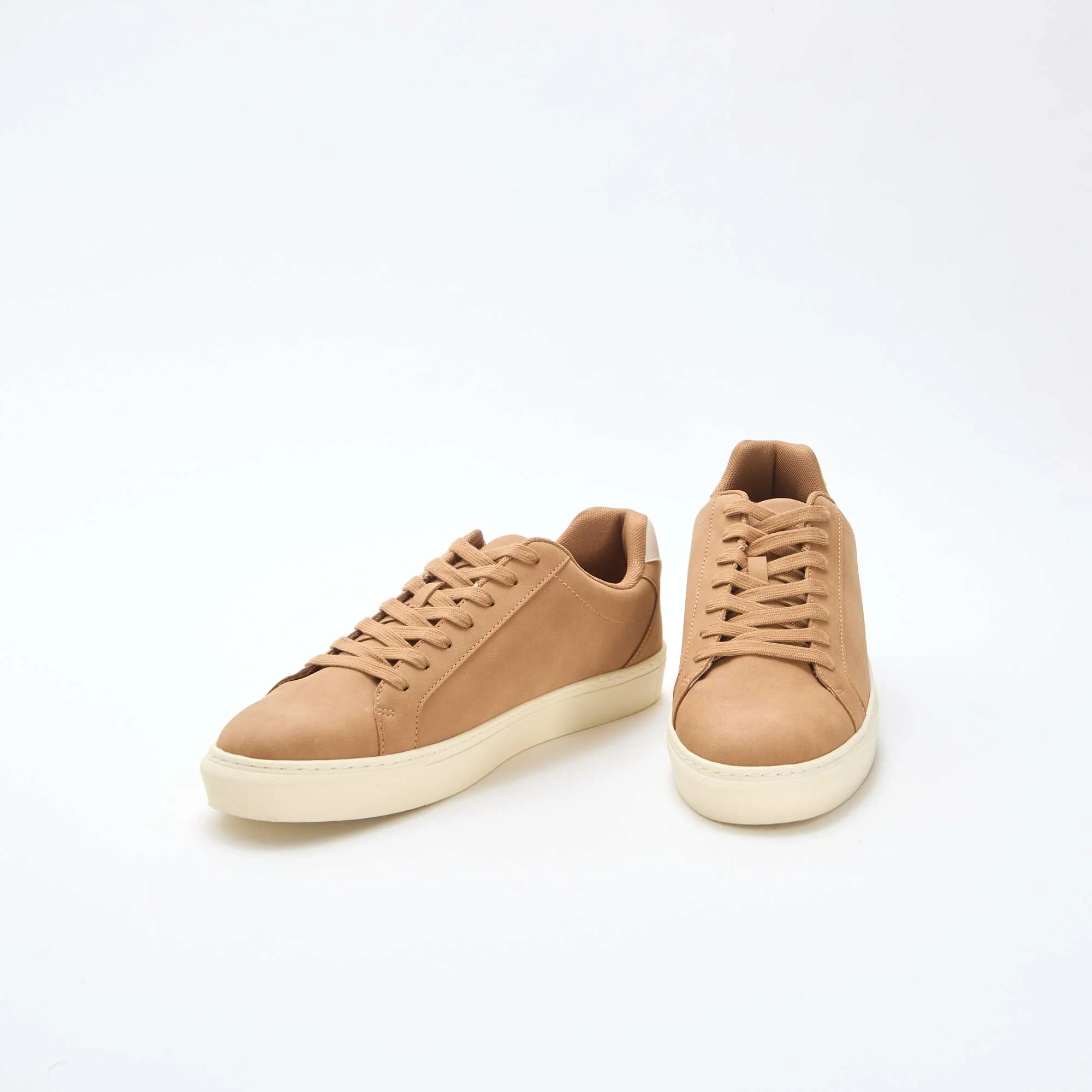 Textured low-top trainers BEIGE - Image 5