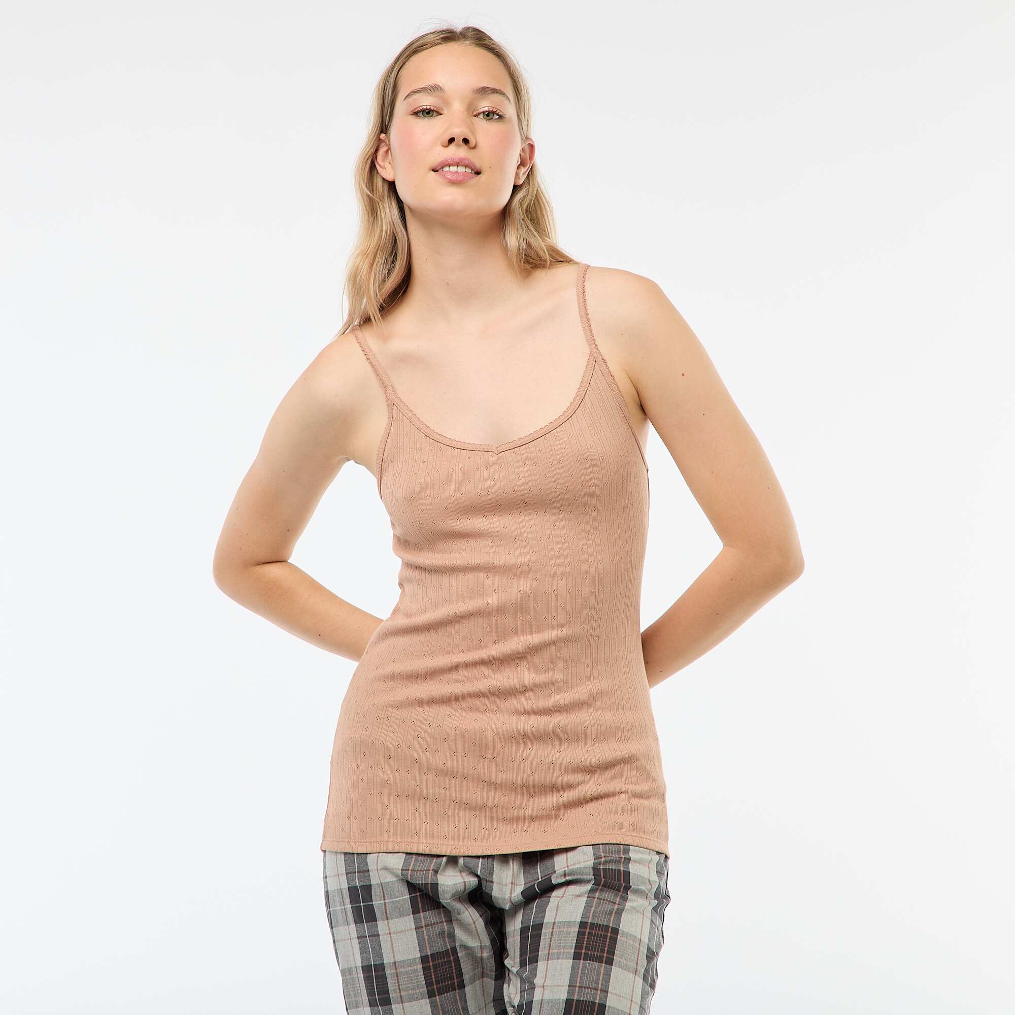 Thermo-regulating Plain Tank Top BEIGE